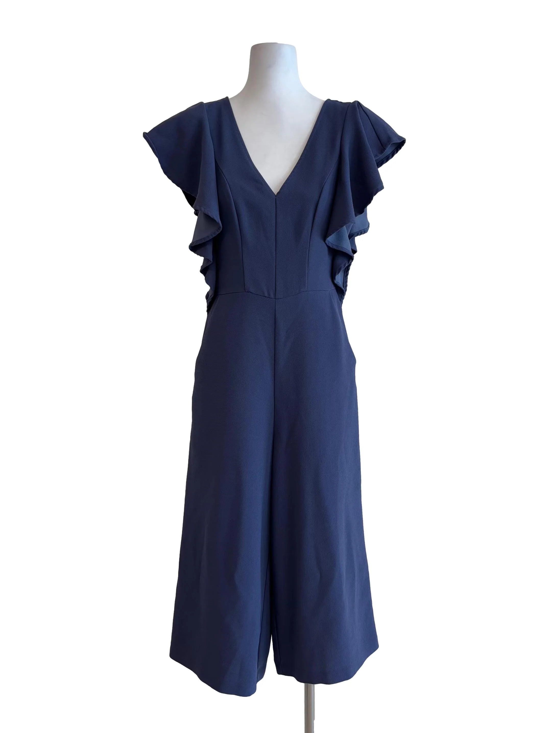 Lapis Blue Ruffle Sleeve Jumpsuit