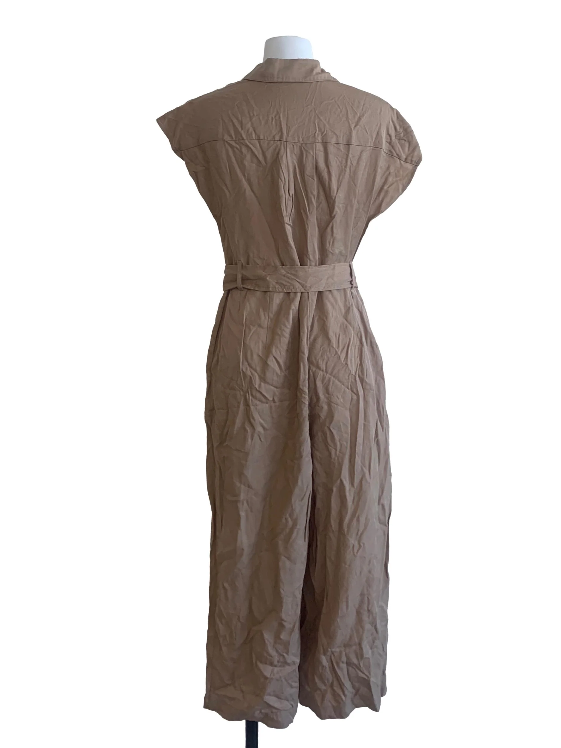 Latte Beige Collared Jumpsuit - Image 2