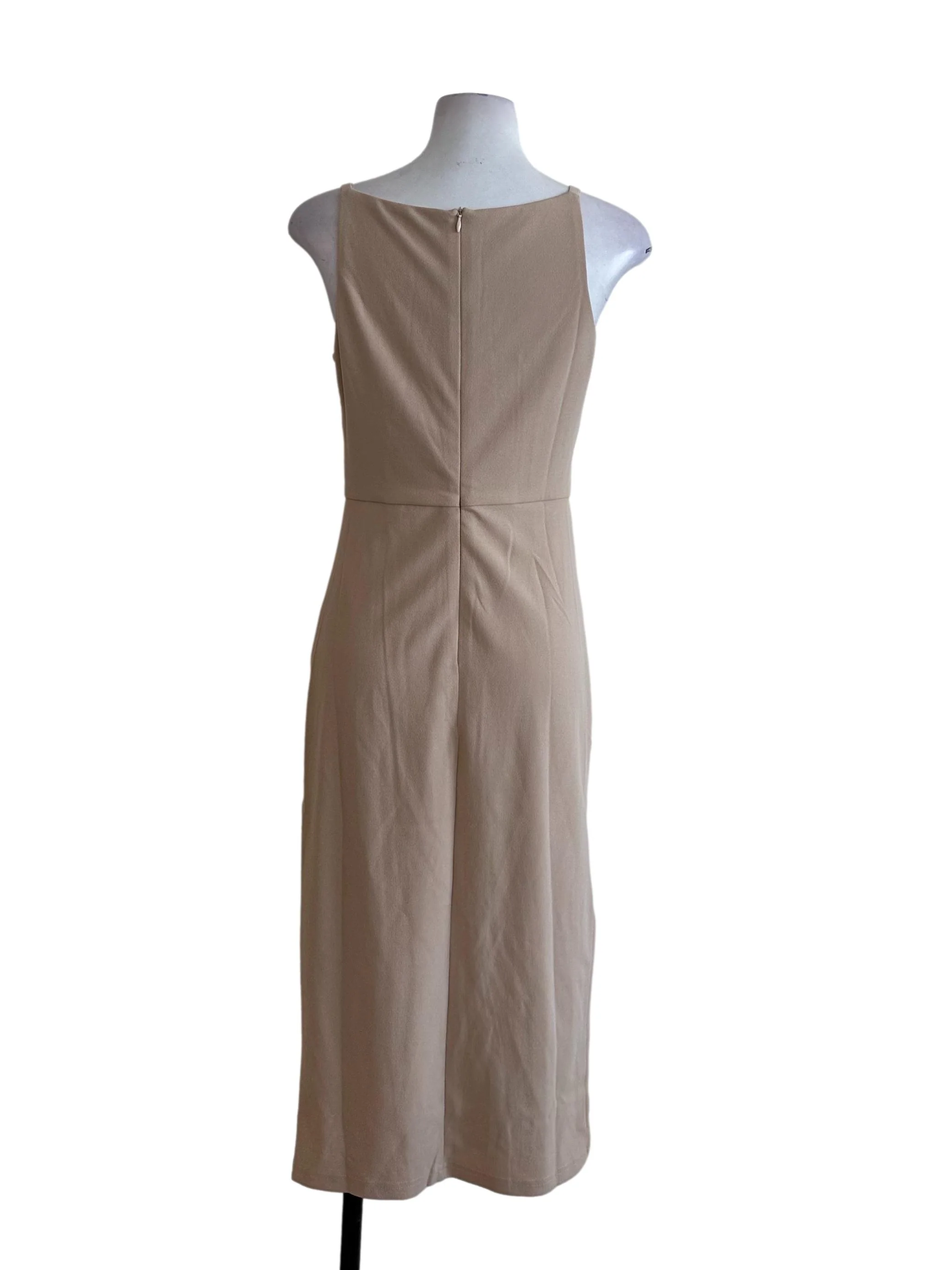 Latte Beige Drape Slit Dress - Image 2