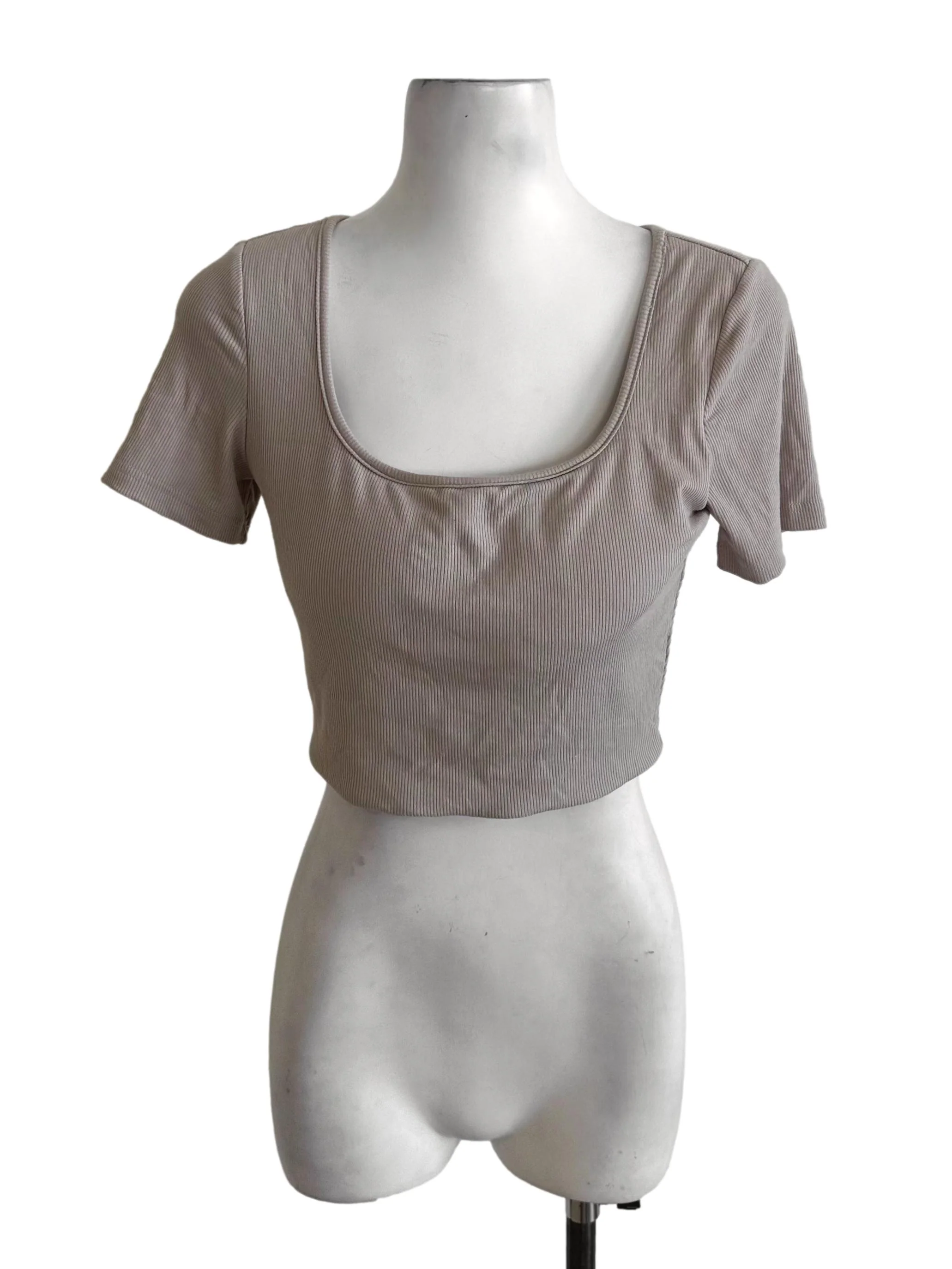 Latte Beige Scoop Neck Knit Top