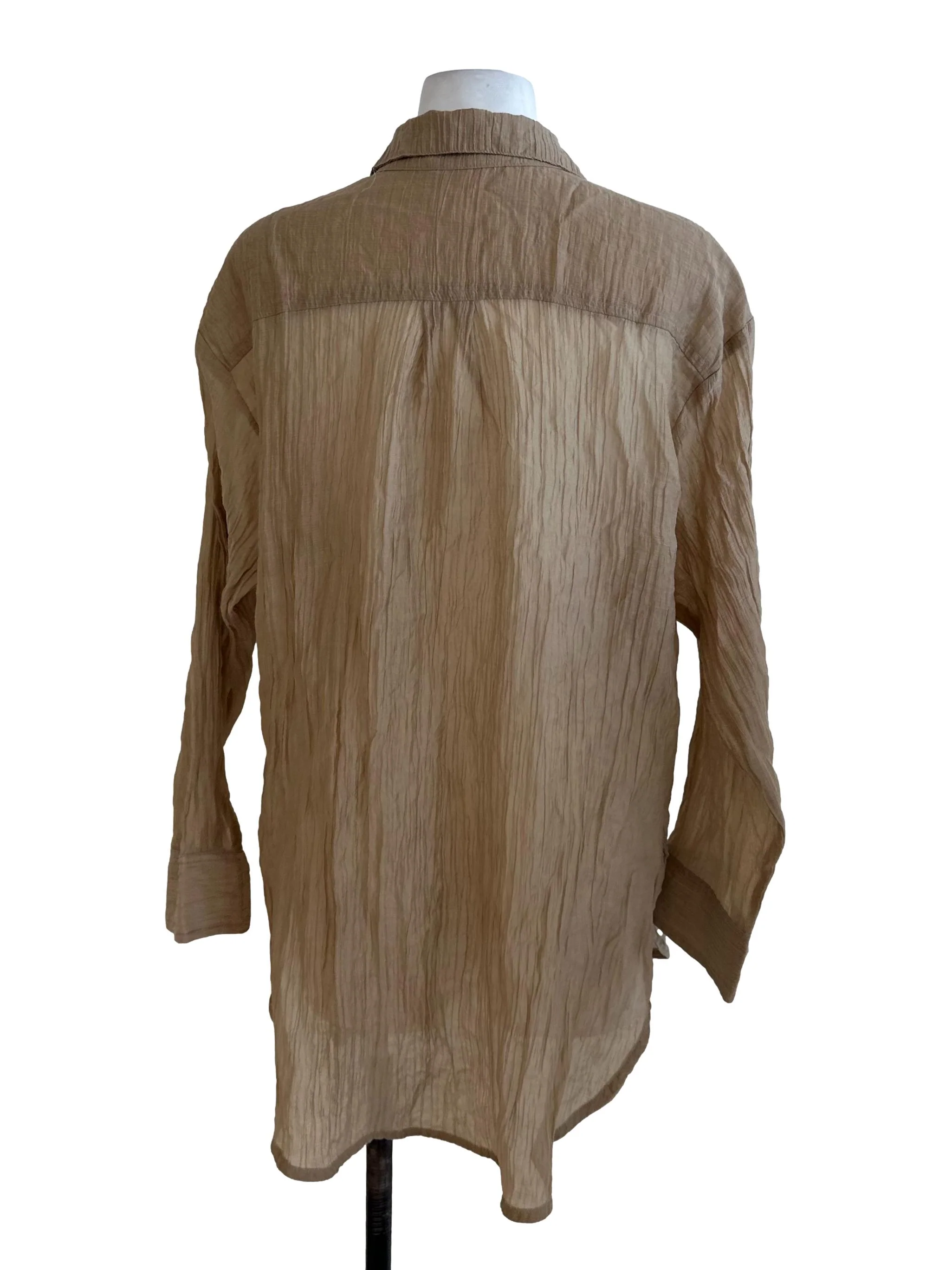 Latte Brown Crumpled Collar Top - Image 2