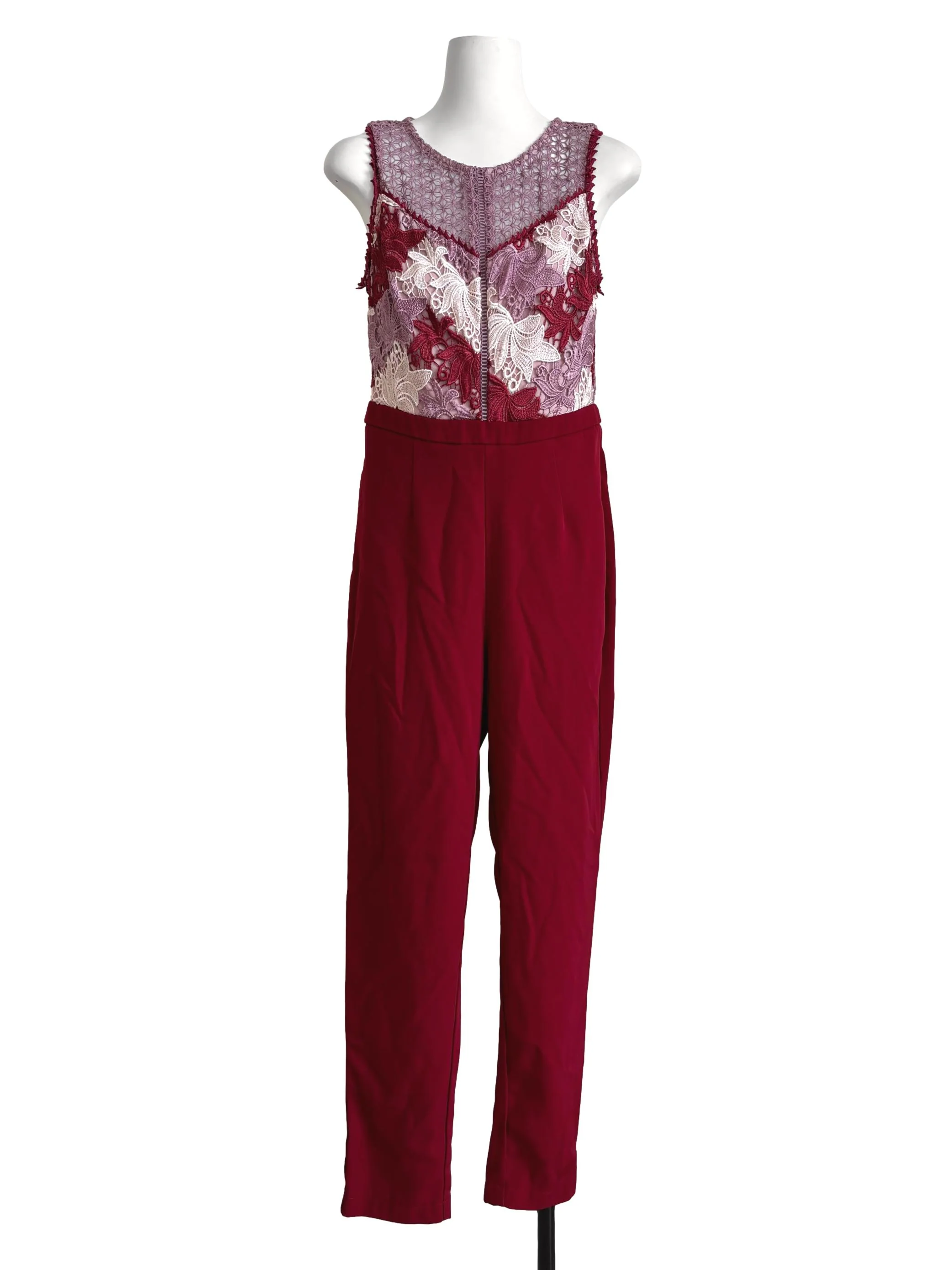 Lava Red Sleeveless Slim Fit Jumpsuit