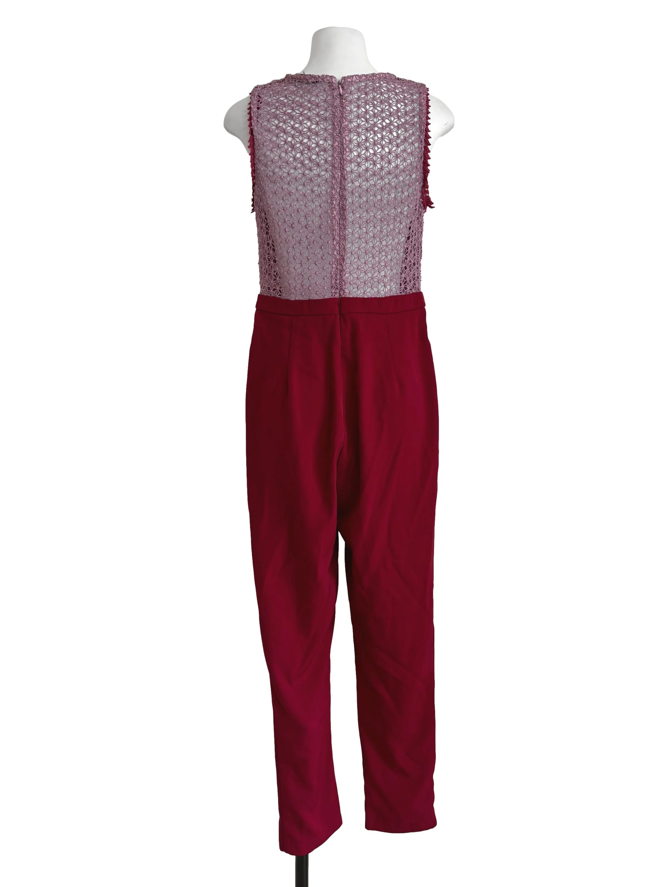 Lava Red Sleeveless Slim Fit Jumpsuit - Image 2