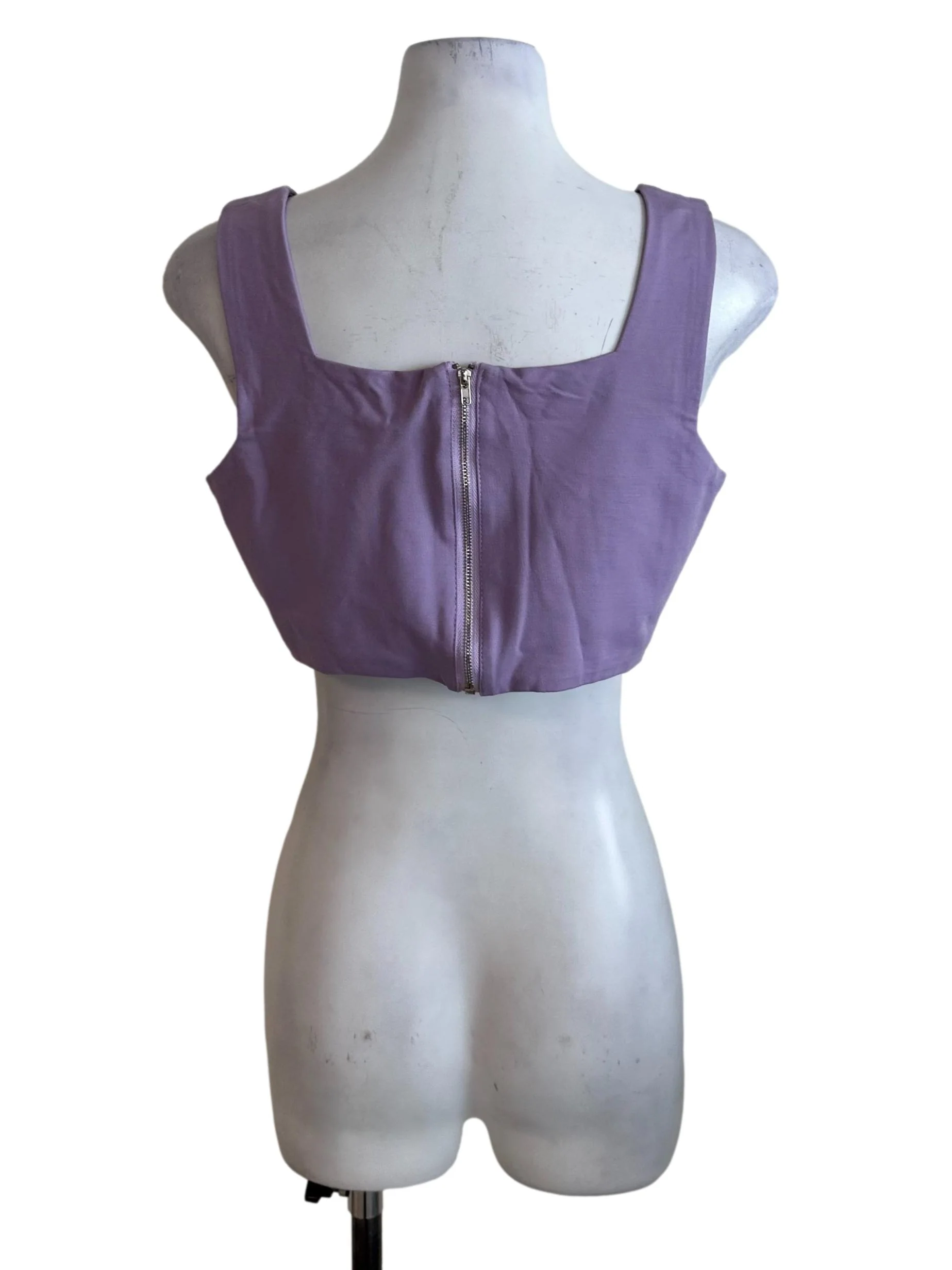 Lavender Purple Square Neck Crop Top - Image 2