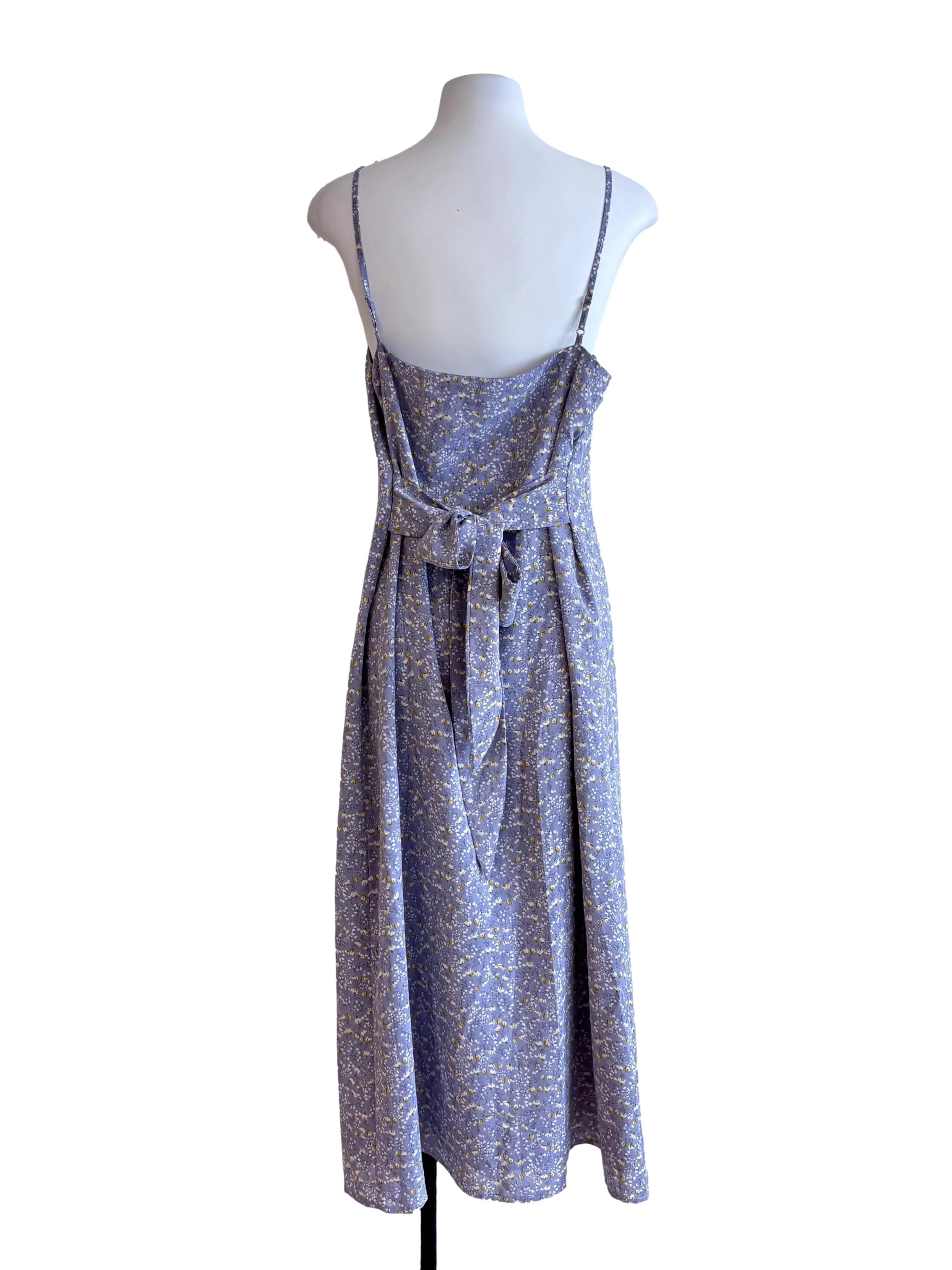 Lavender Purple Floral Tie Back Dress - Image 2