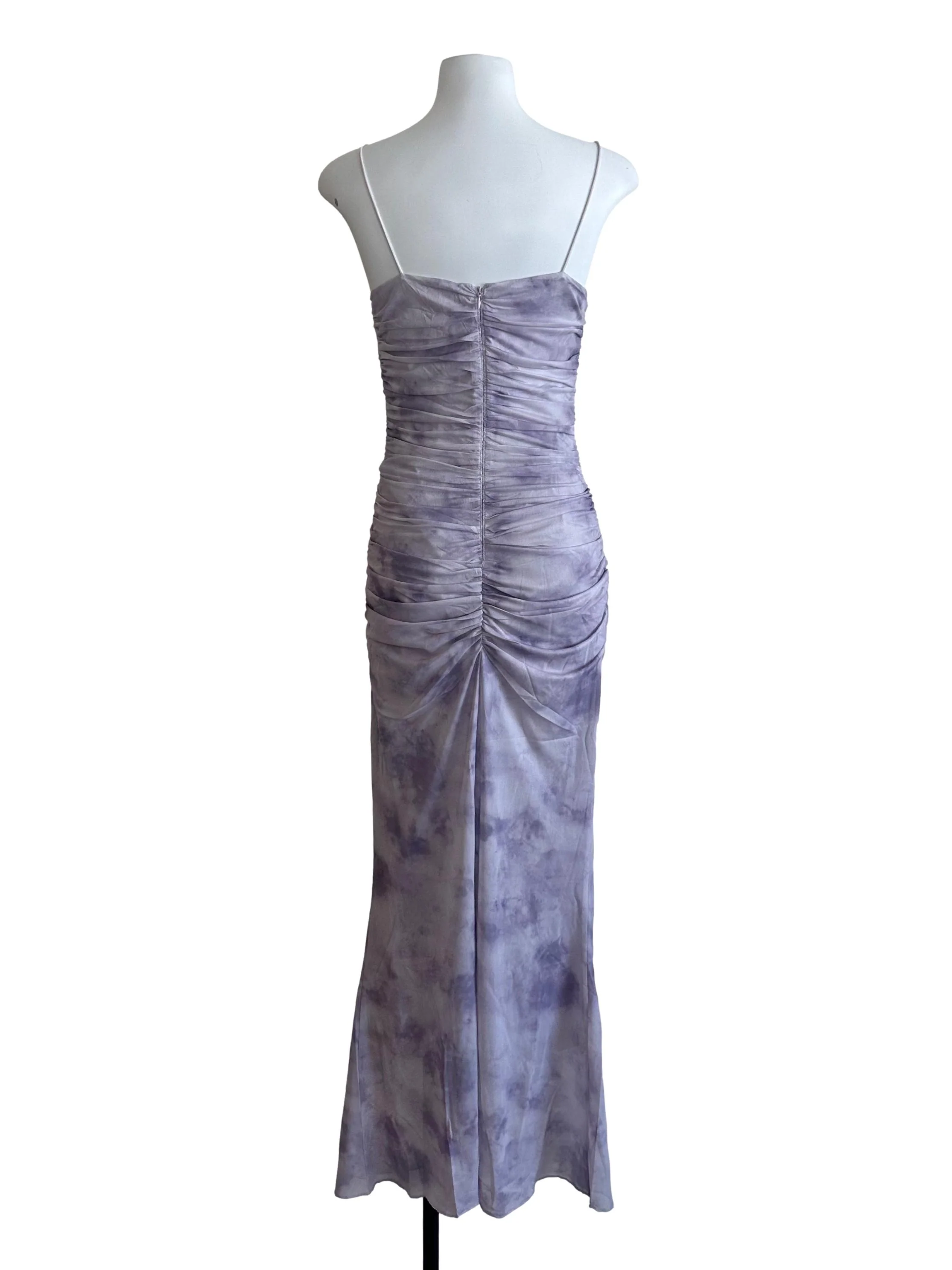 Lavender Purple Pattern Ruched Dress - Image 2