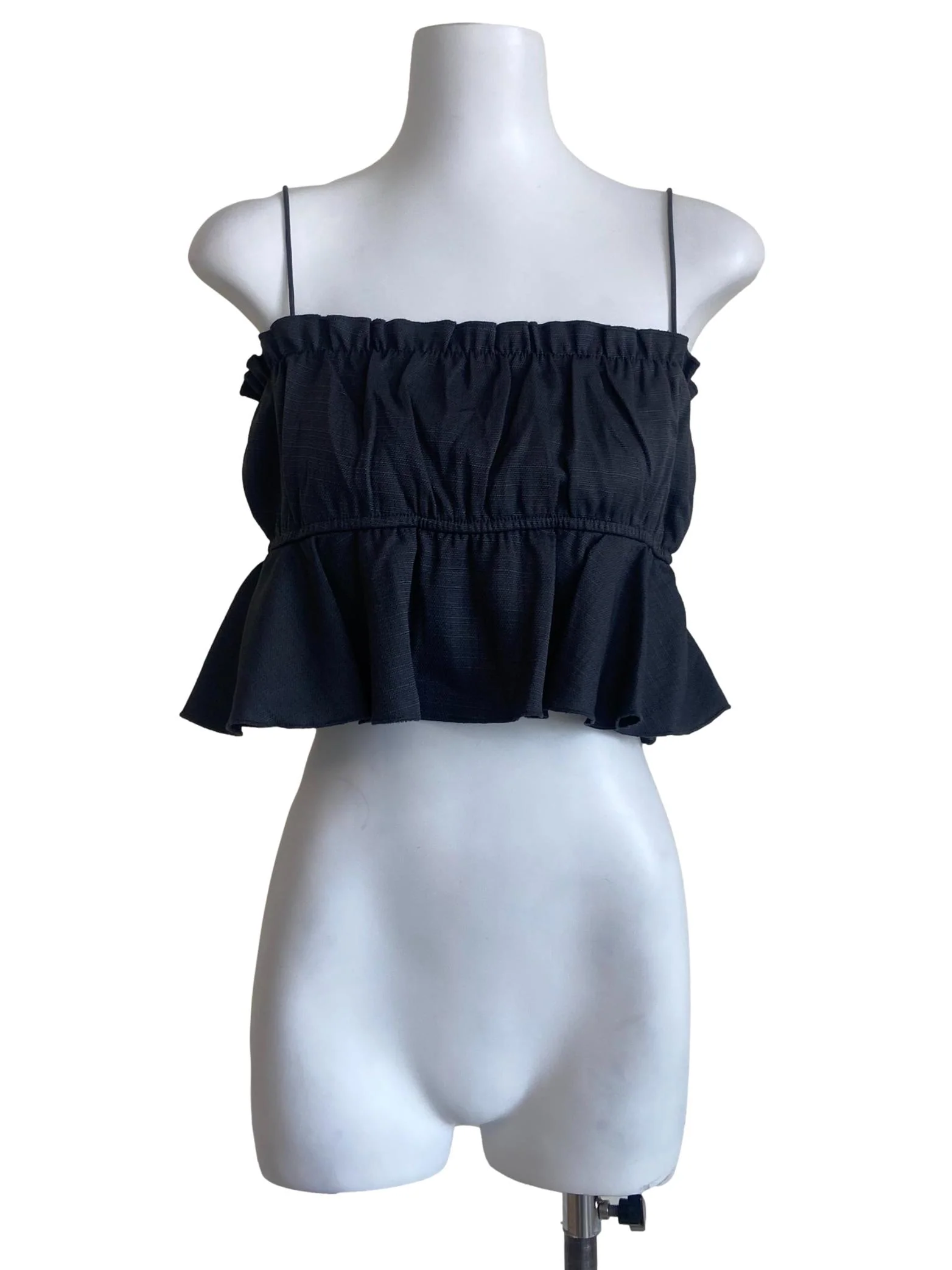 Lead Grey Shirred Crop Top