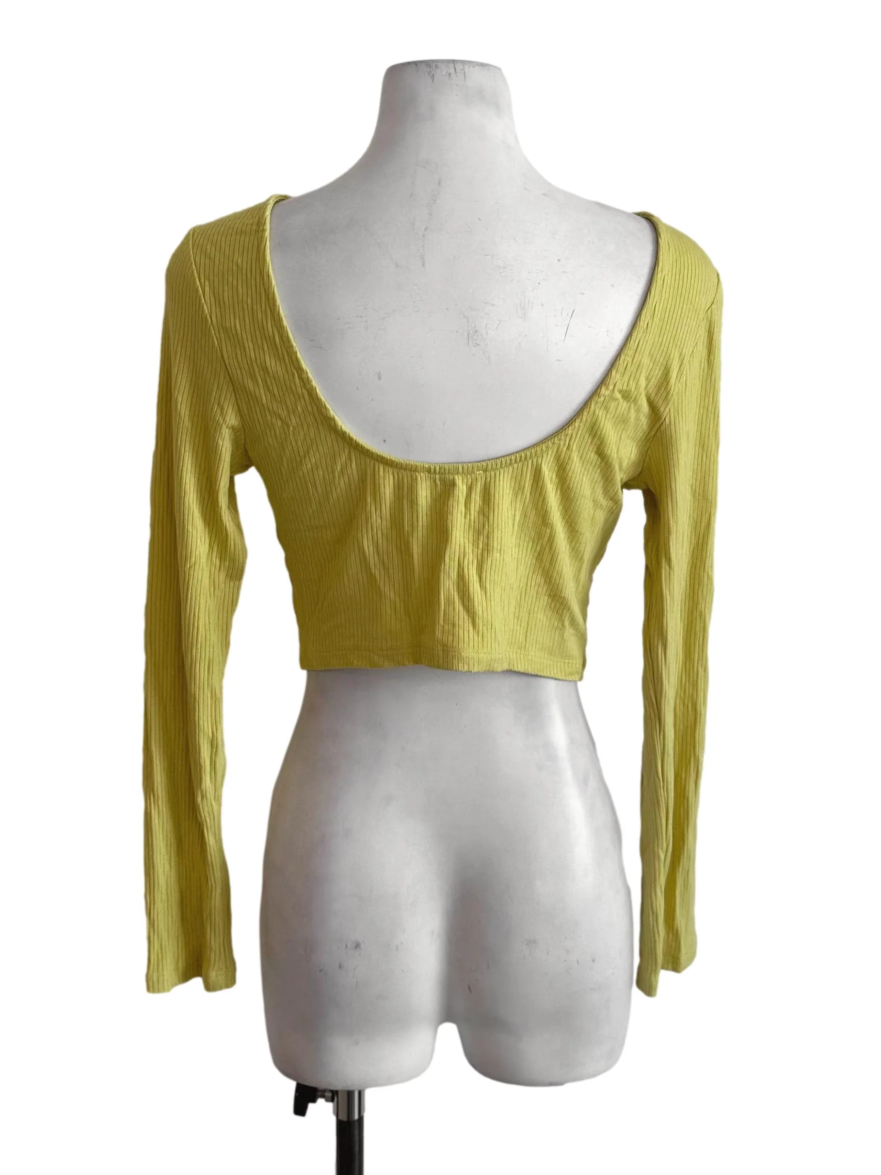 Lemon Yellow Knit Back Scoop Neck Top - Image 2