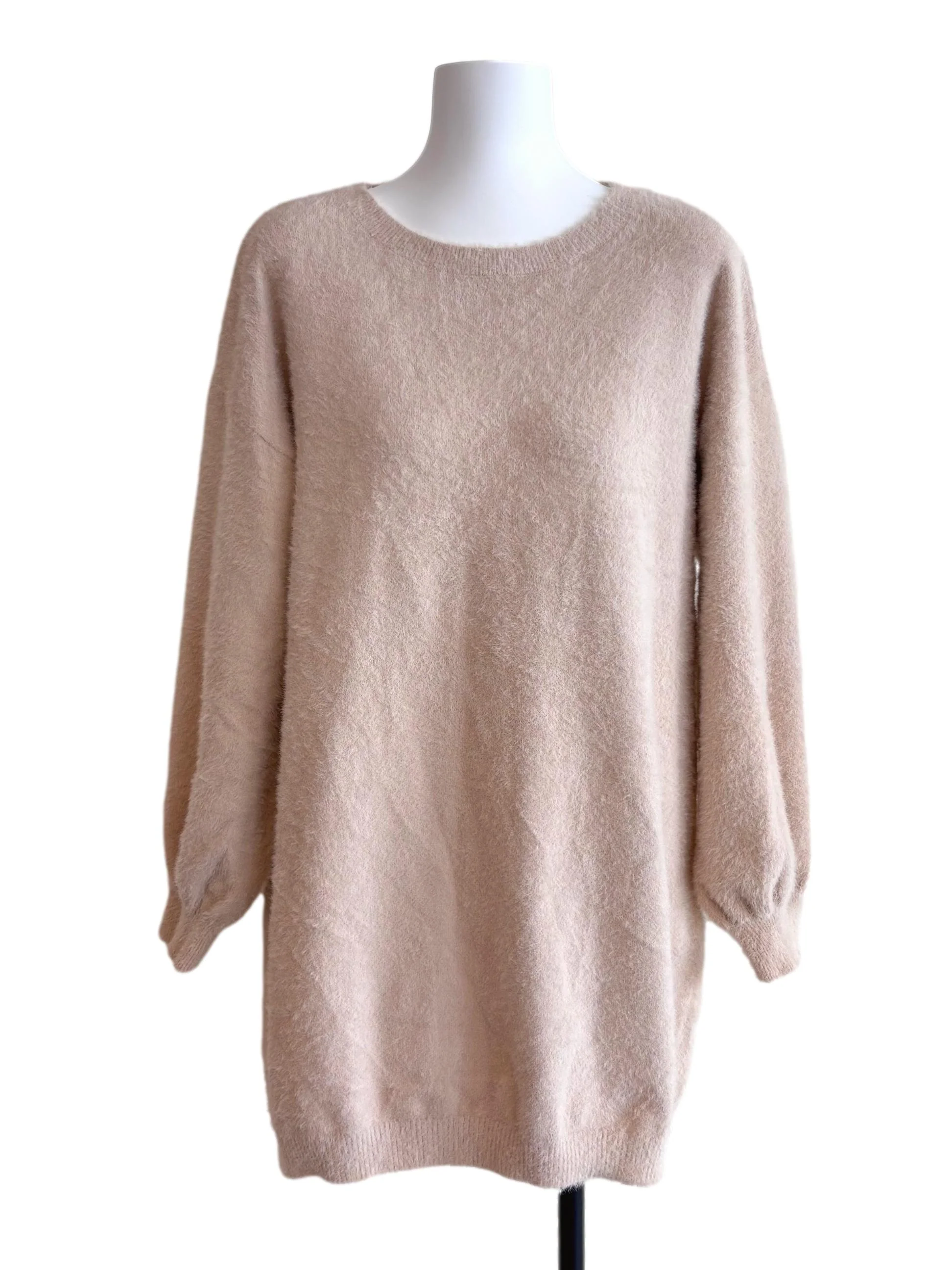 Light Beige Fuzzy Long Sweatshirt