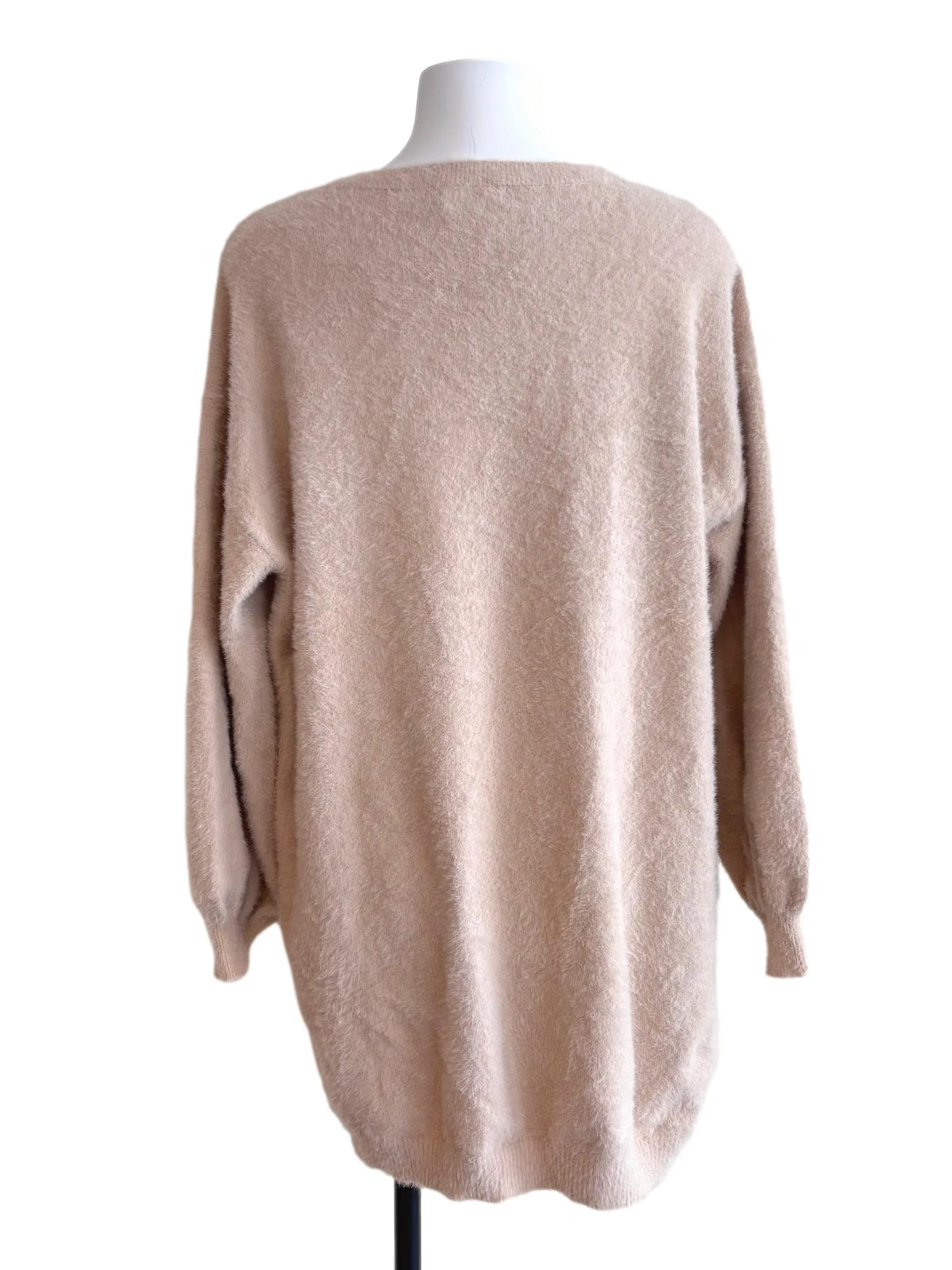 Light Beige Fuzzy Long Sweatshirt - Image 2