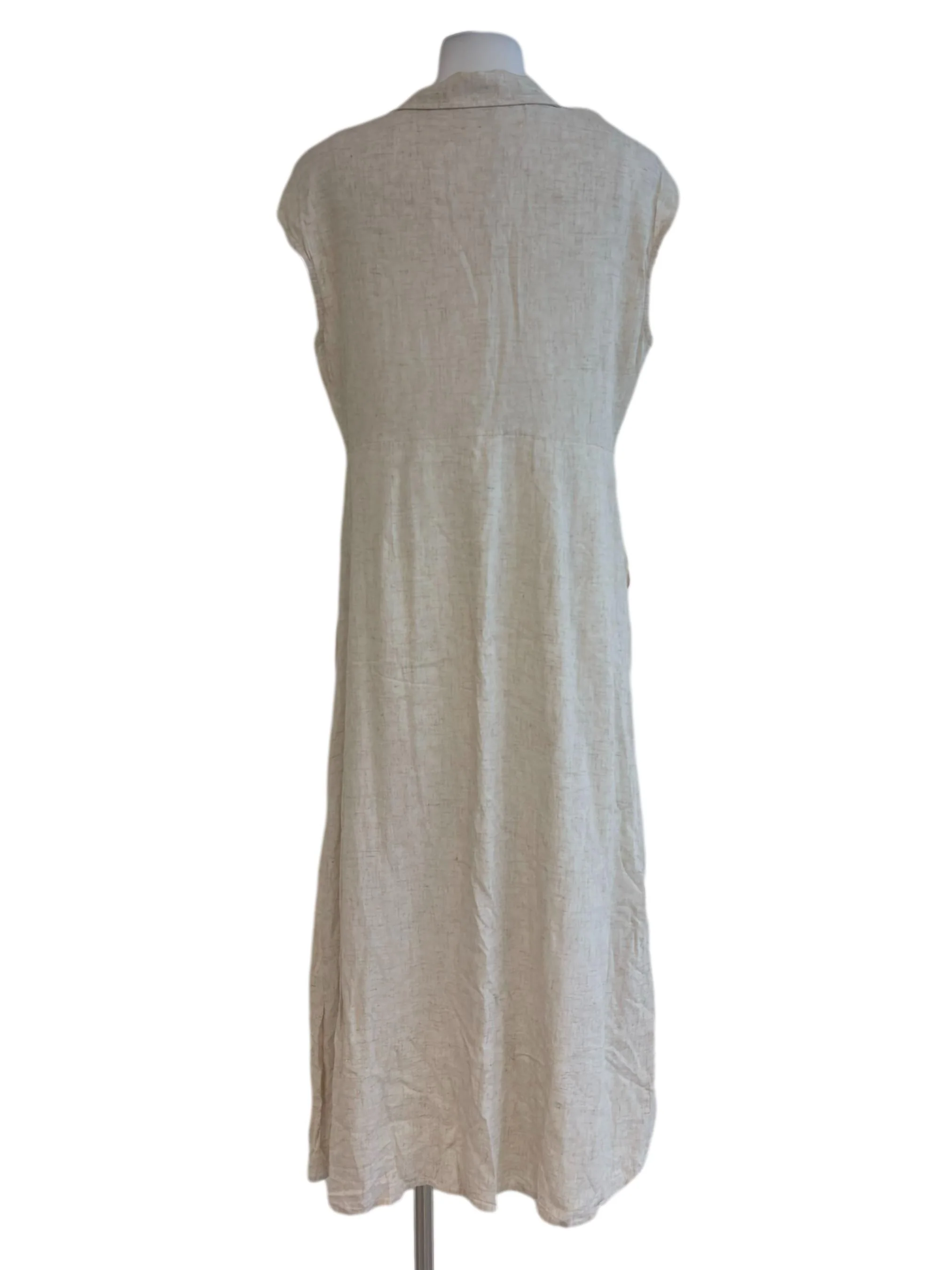 Light Beige Half Button Collared Dress - Image 2