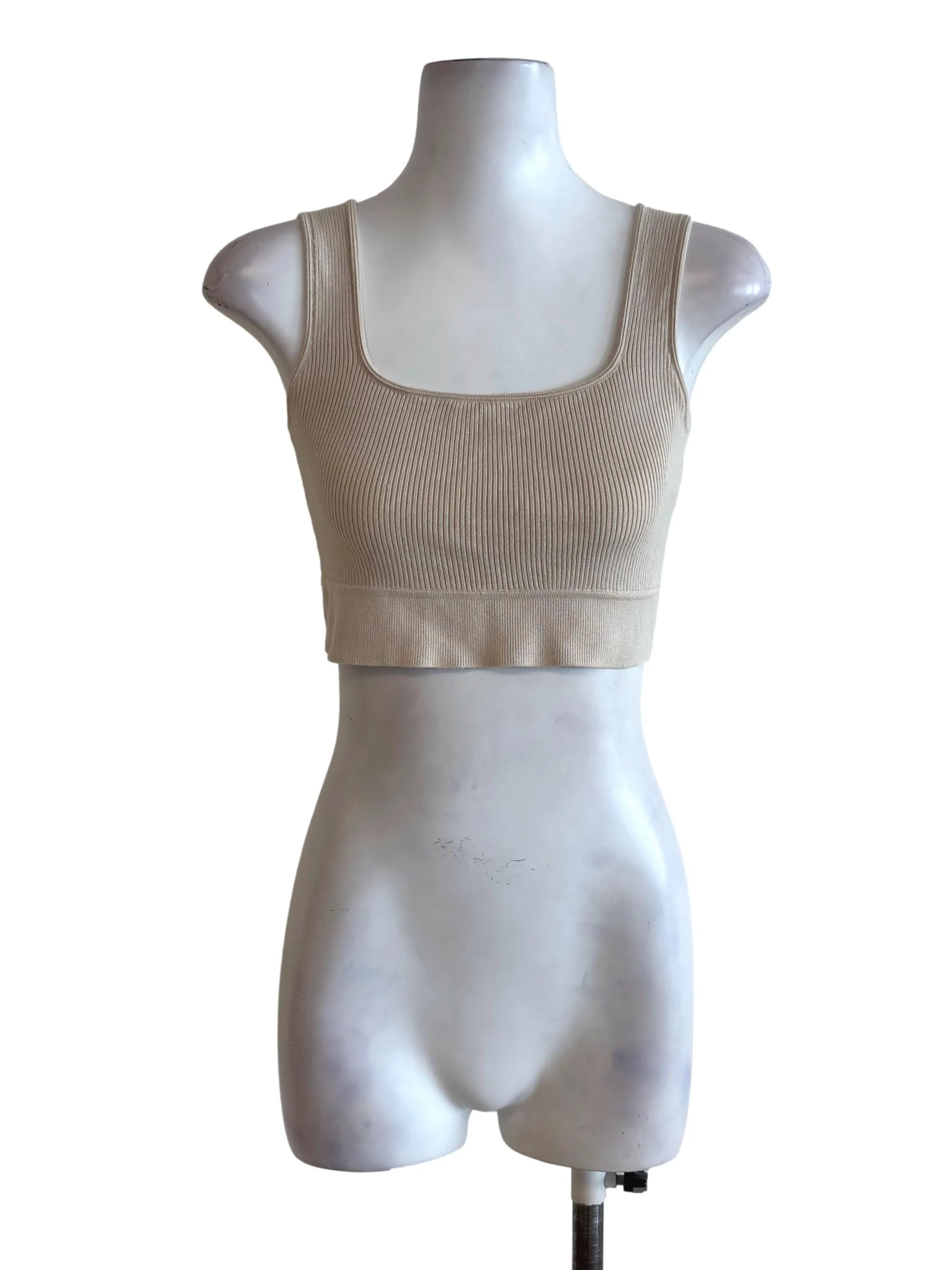 Light Beige Square Neck Cropped Top