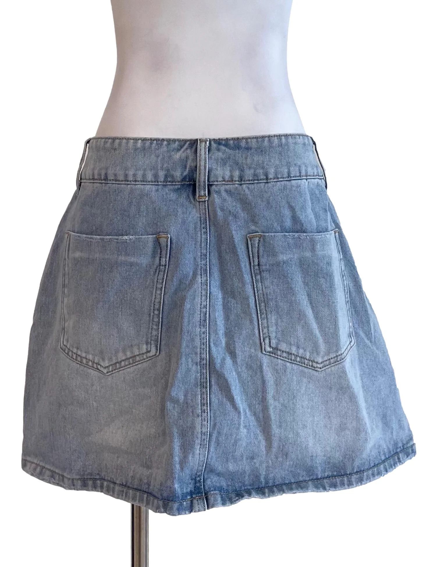 Light Blue A-Line Denim Mini Skirt - Image 2