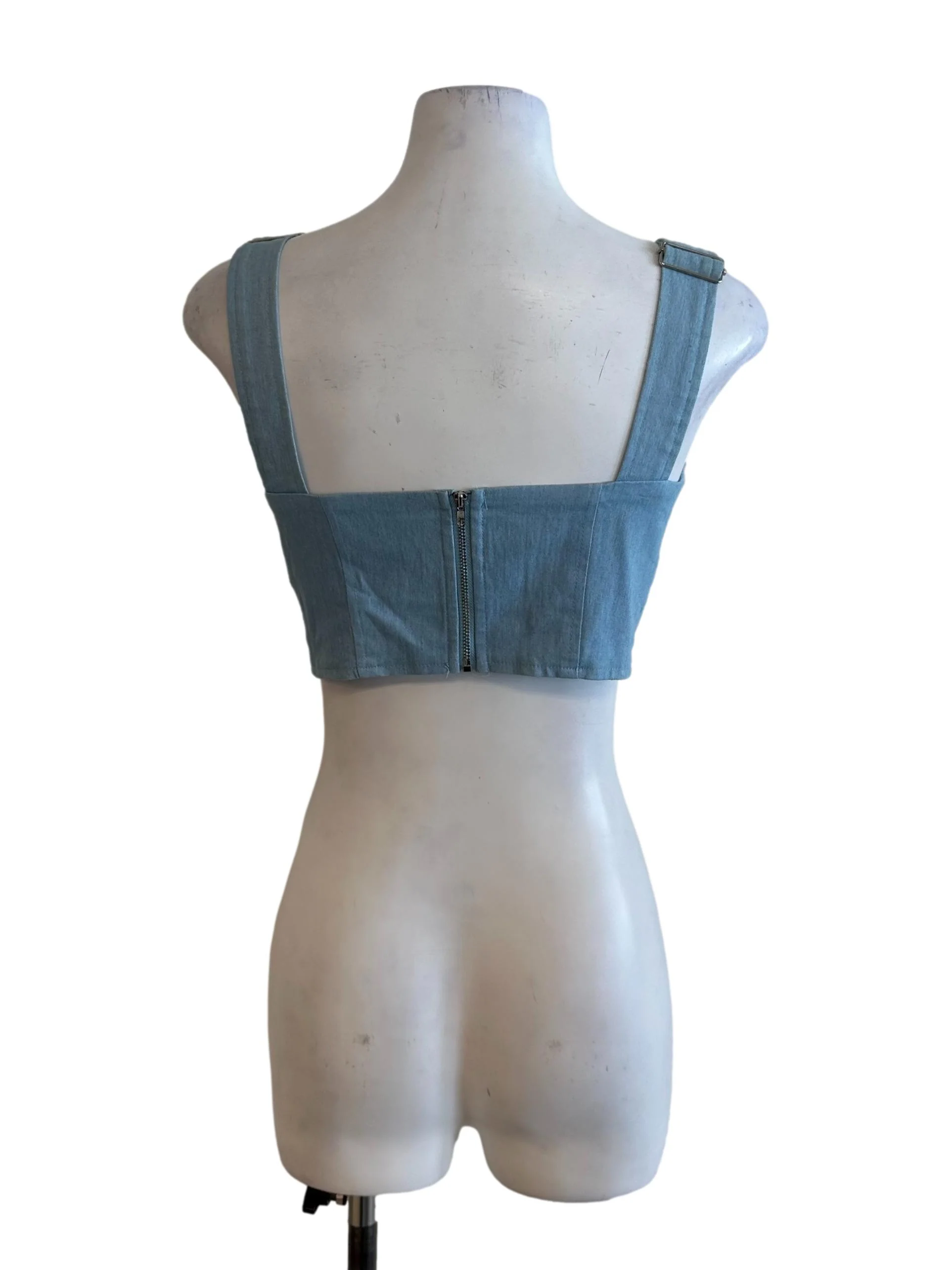 Light Blue Denim Sweetheart Top - Image 2
