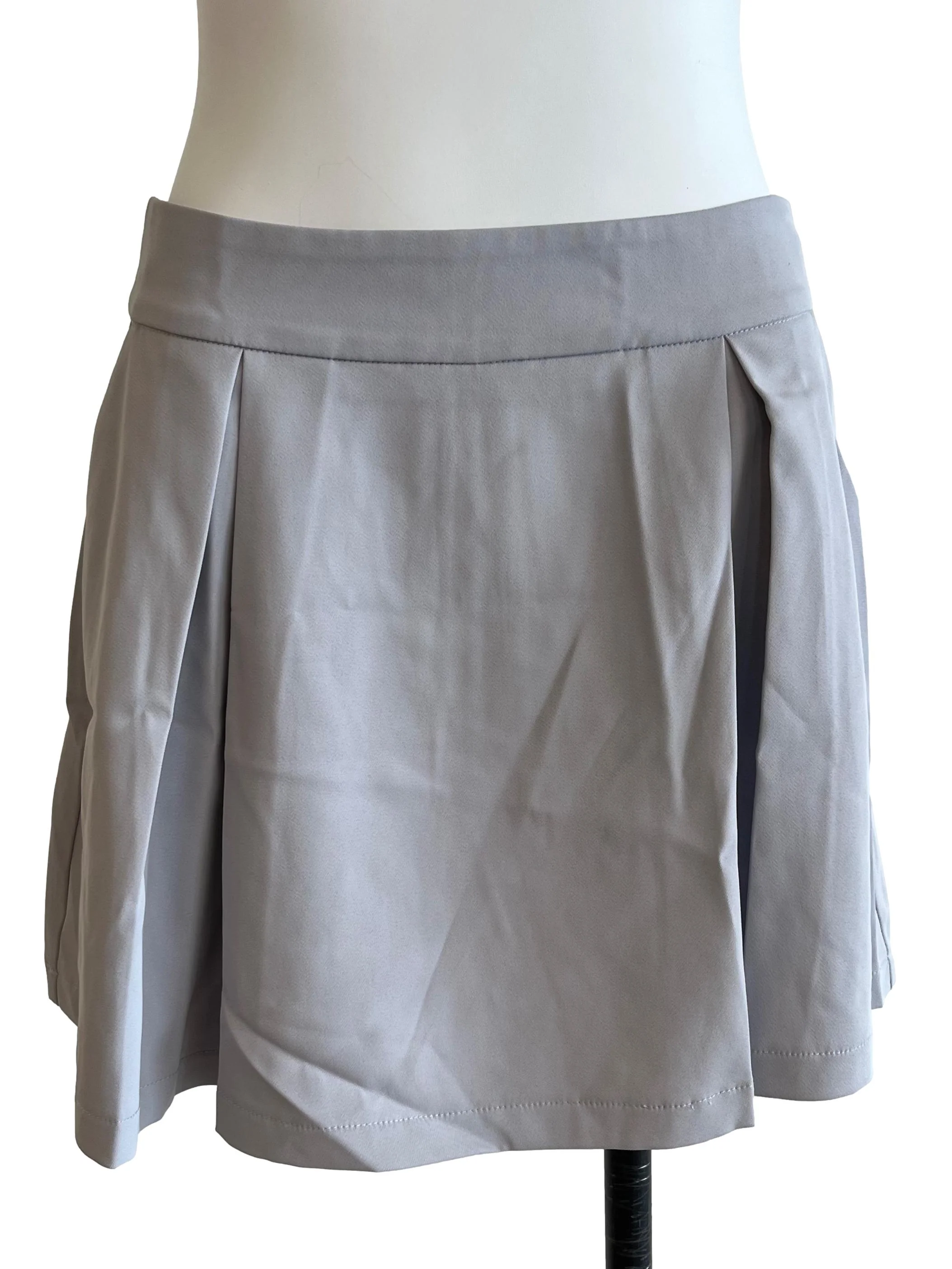 Light Blue Grey Pleated Shorts