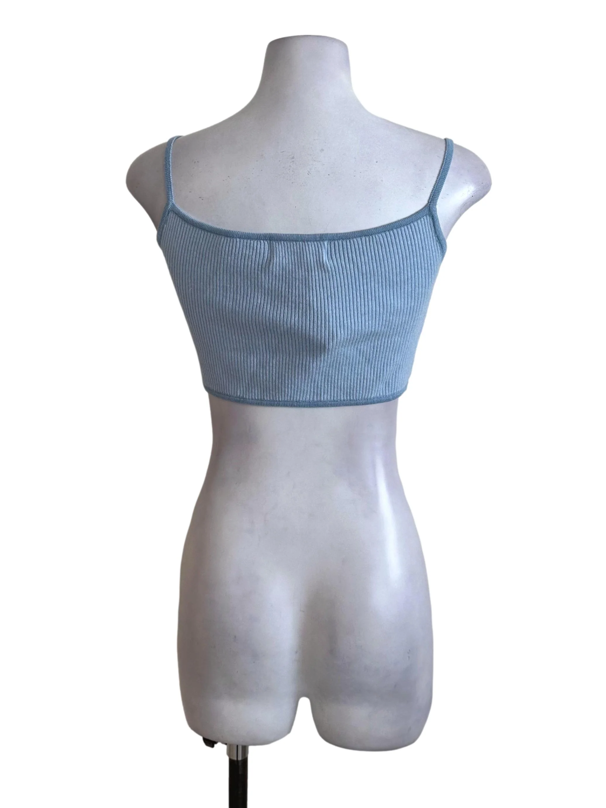 Light Blue Knit Crop Top YHF - Image 2