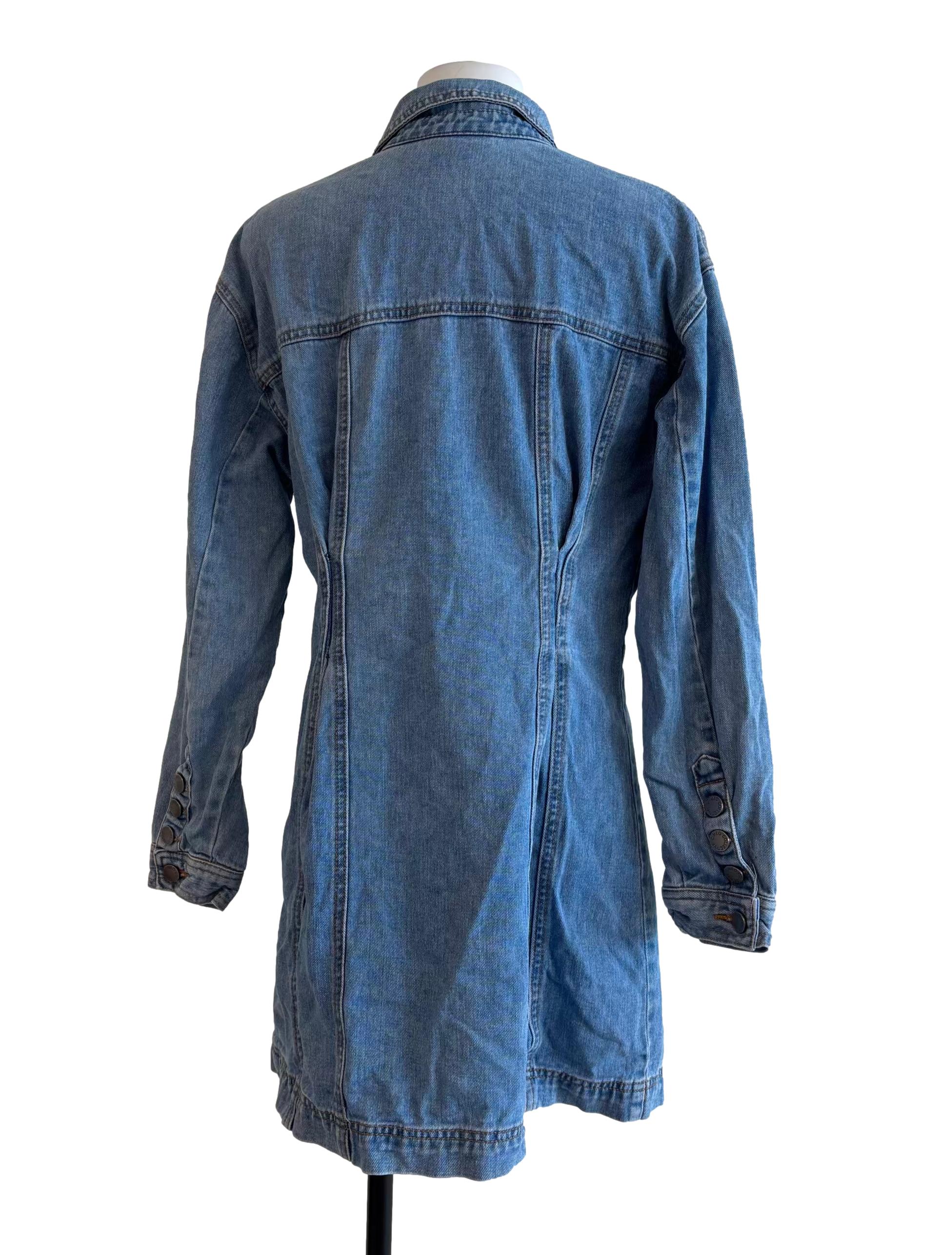 Light Blue Long Sleeve Denim Dress - Image 2