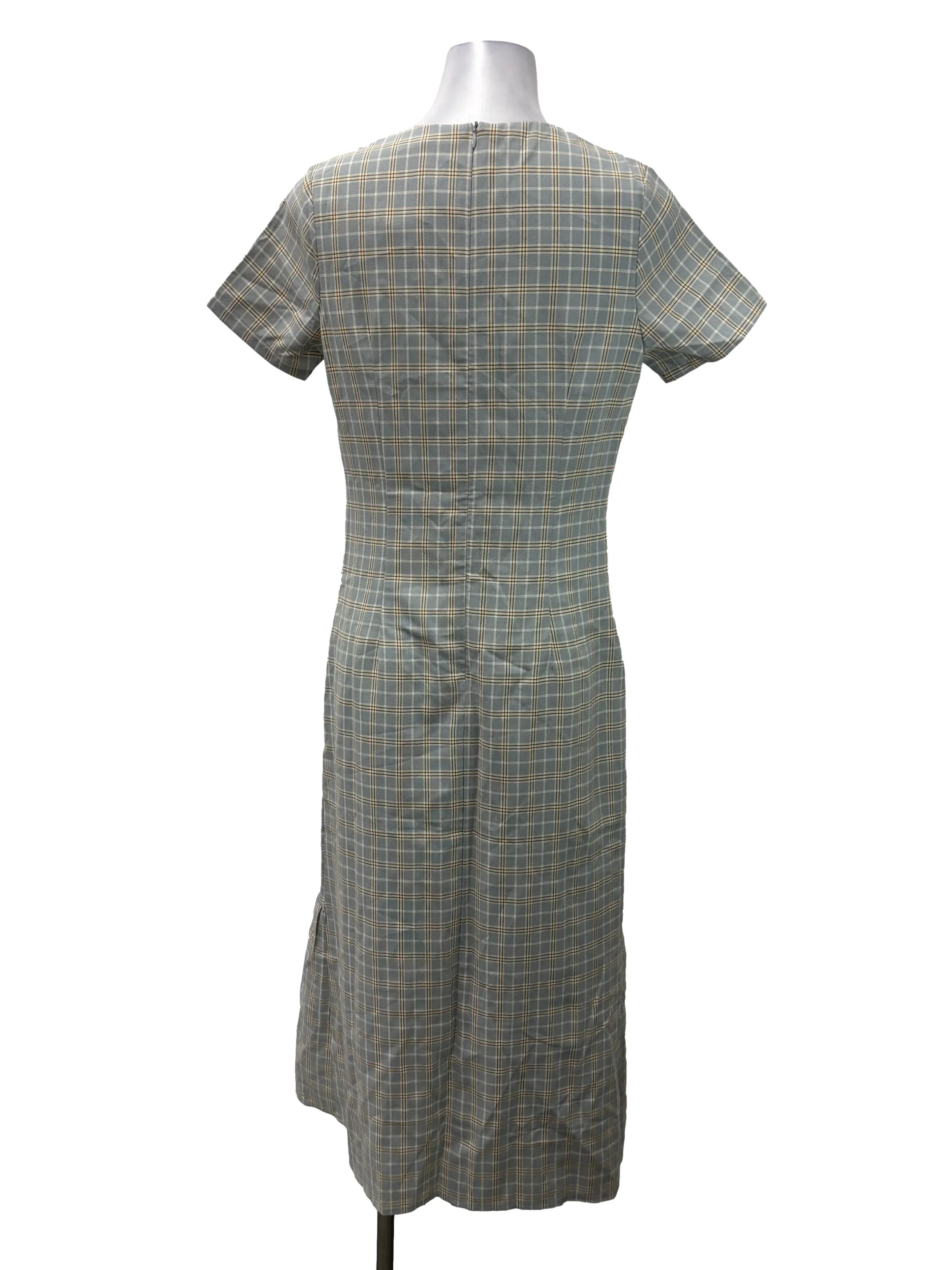 Light Blue V-Neck Gingham Maxi Dress - Image 2