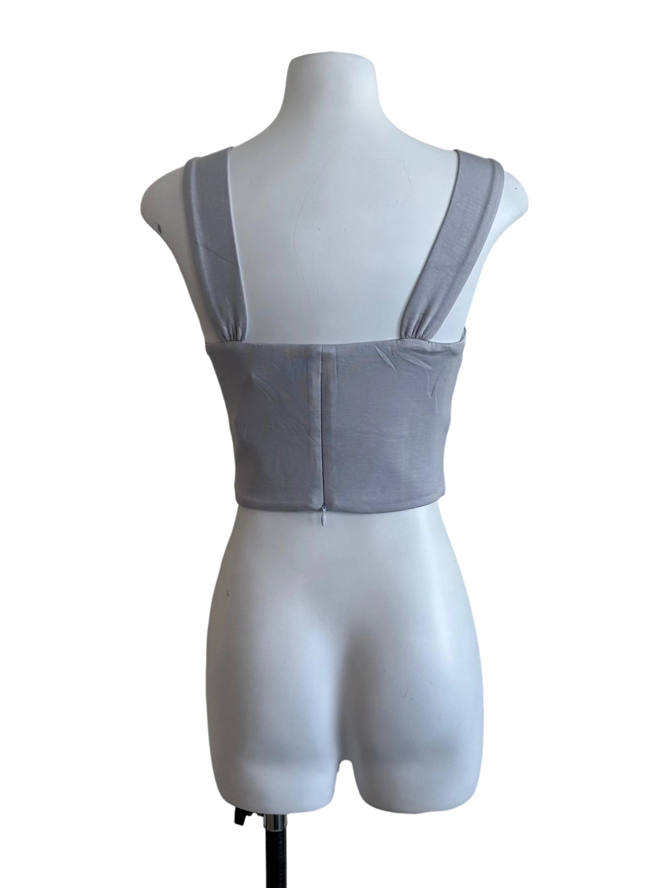 Light Grey Fitted Crop Top - Image 2