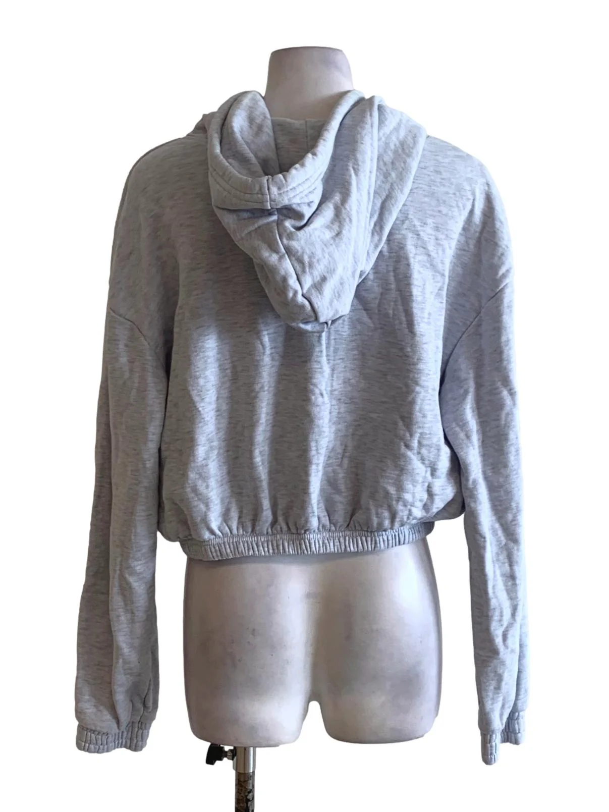 Light Grey Long Sleeves Cropped Top Hoodie - Image 2