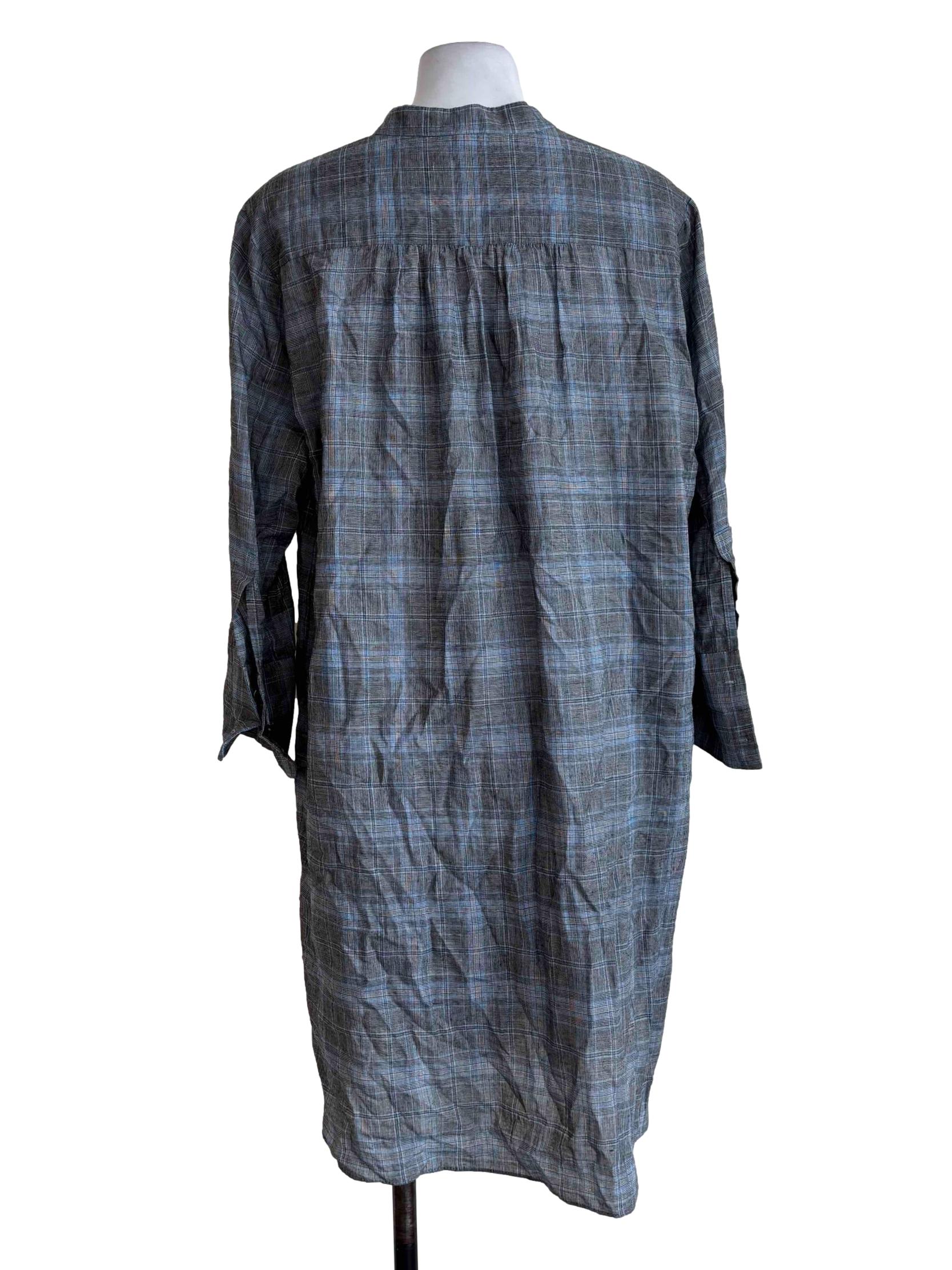 Light Grey Micro Plaid Shirt Dress - Image 2