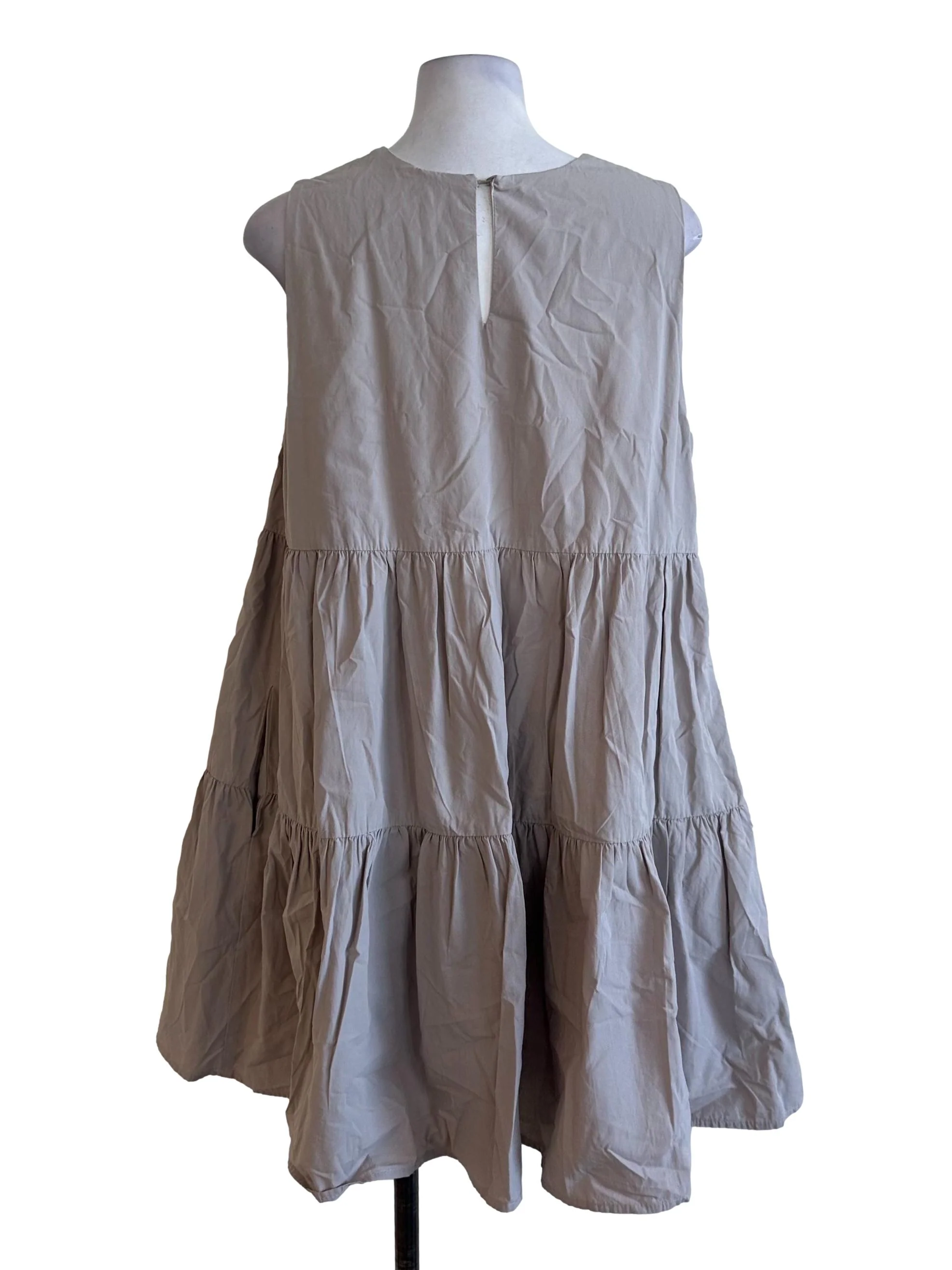 Light Grey Round Neck Back Tiered Dress - Image 2