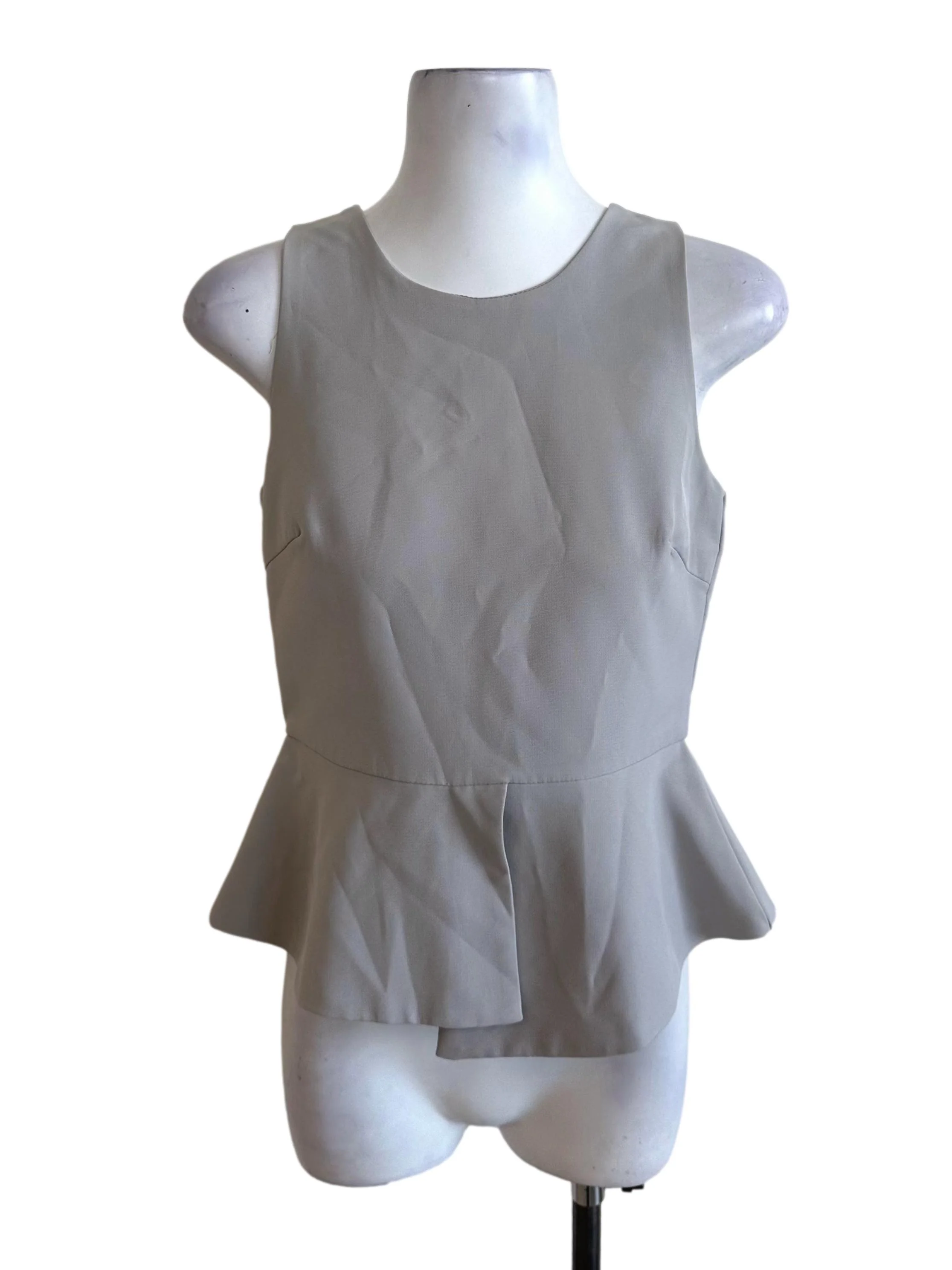 Light Grey Round Neck Peplum Top