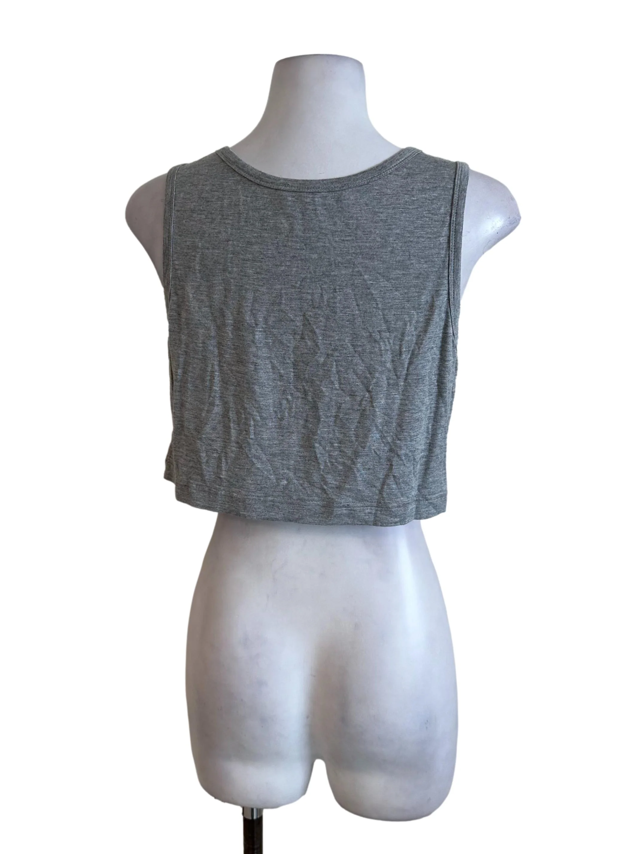 Light Grey Scoop Sleeveless Crop Top - Image 2