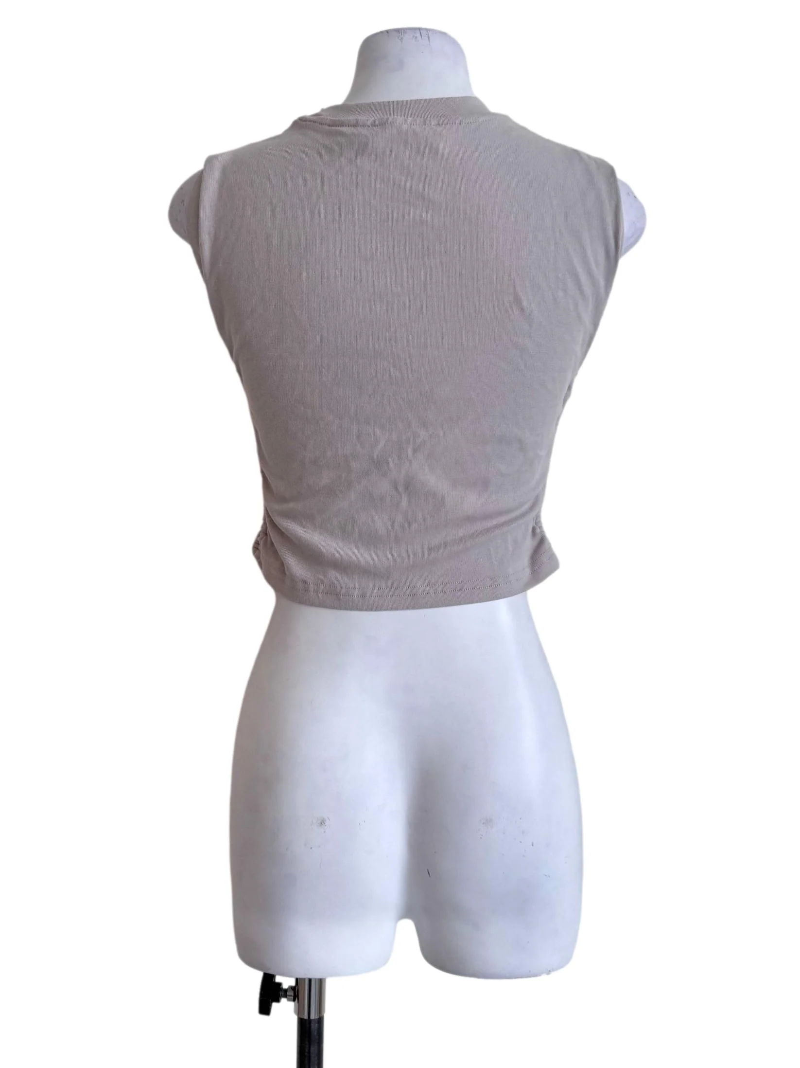 Light Grey Sleeveless Crop Top - Image 2