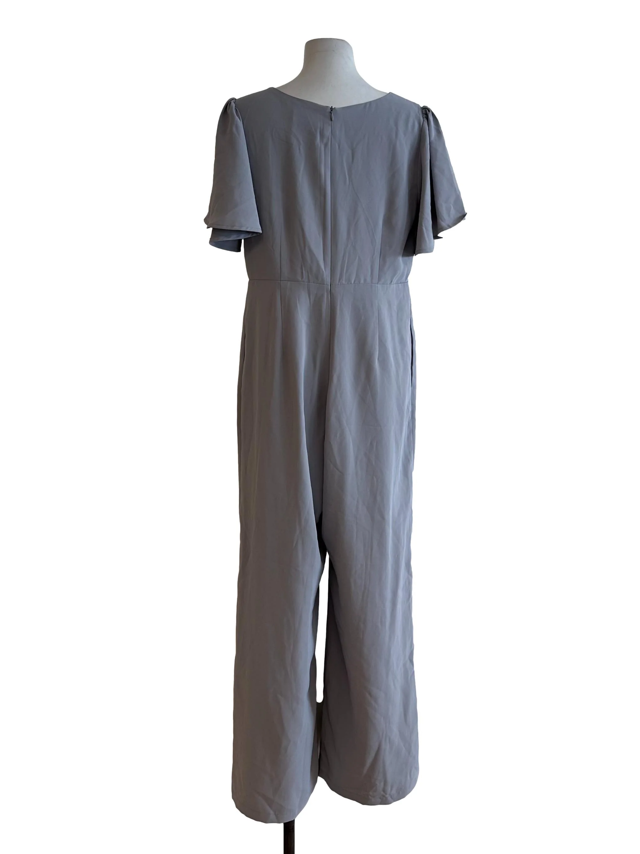 Light Grey V Neck Jumpsuit - Image 2