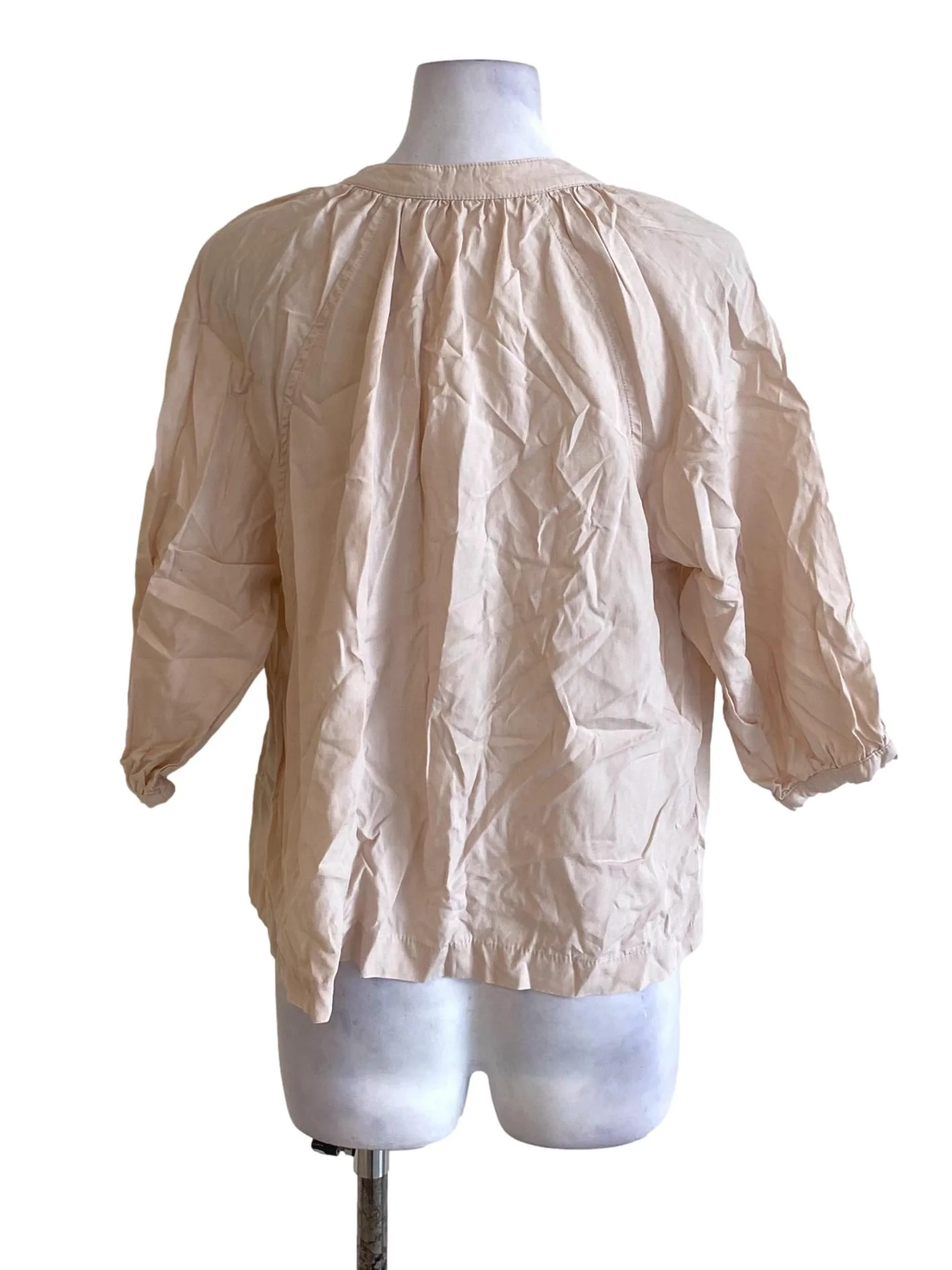 Light Khaki Brown V-Neck Buttoned Down Casual Shirt Blouse TCL - Image 2