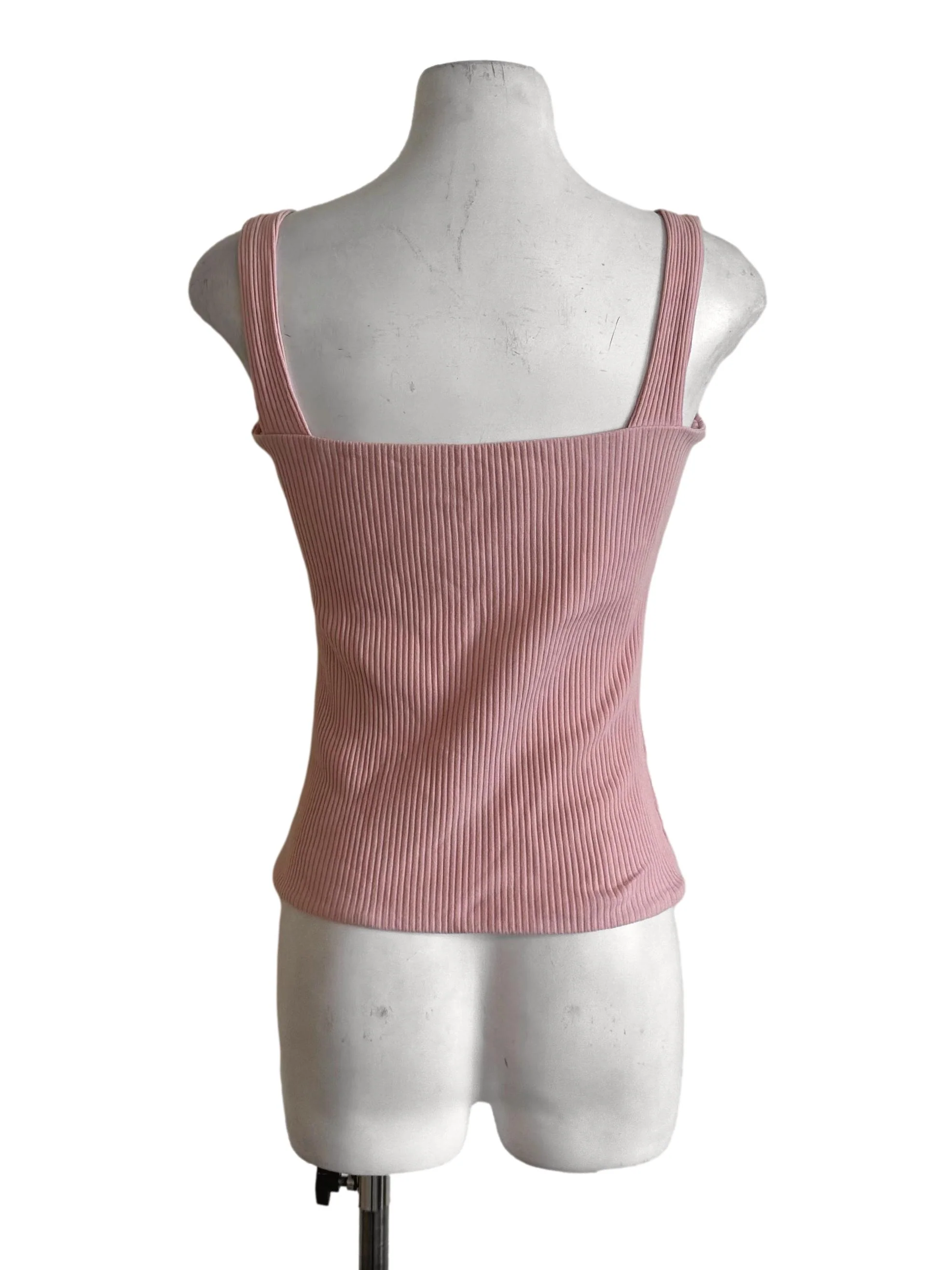 Light Pink Knit Square Neck Top - Image 2