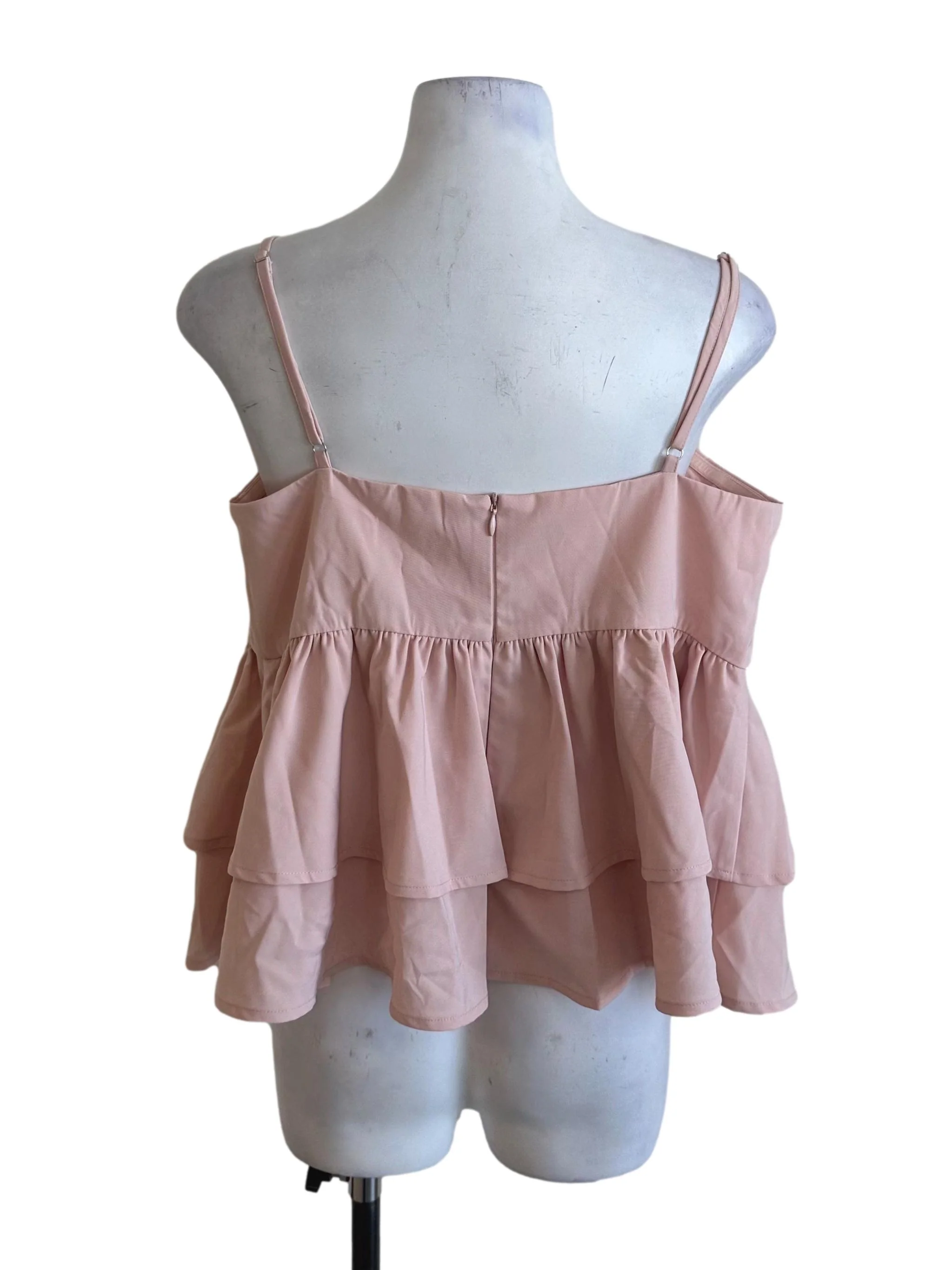 Light Pink Ribbon Layered Babydoll Top - Image 2