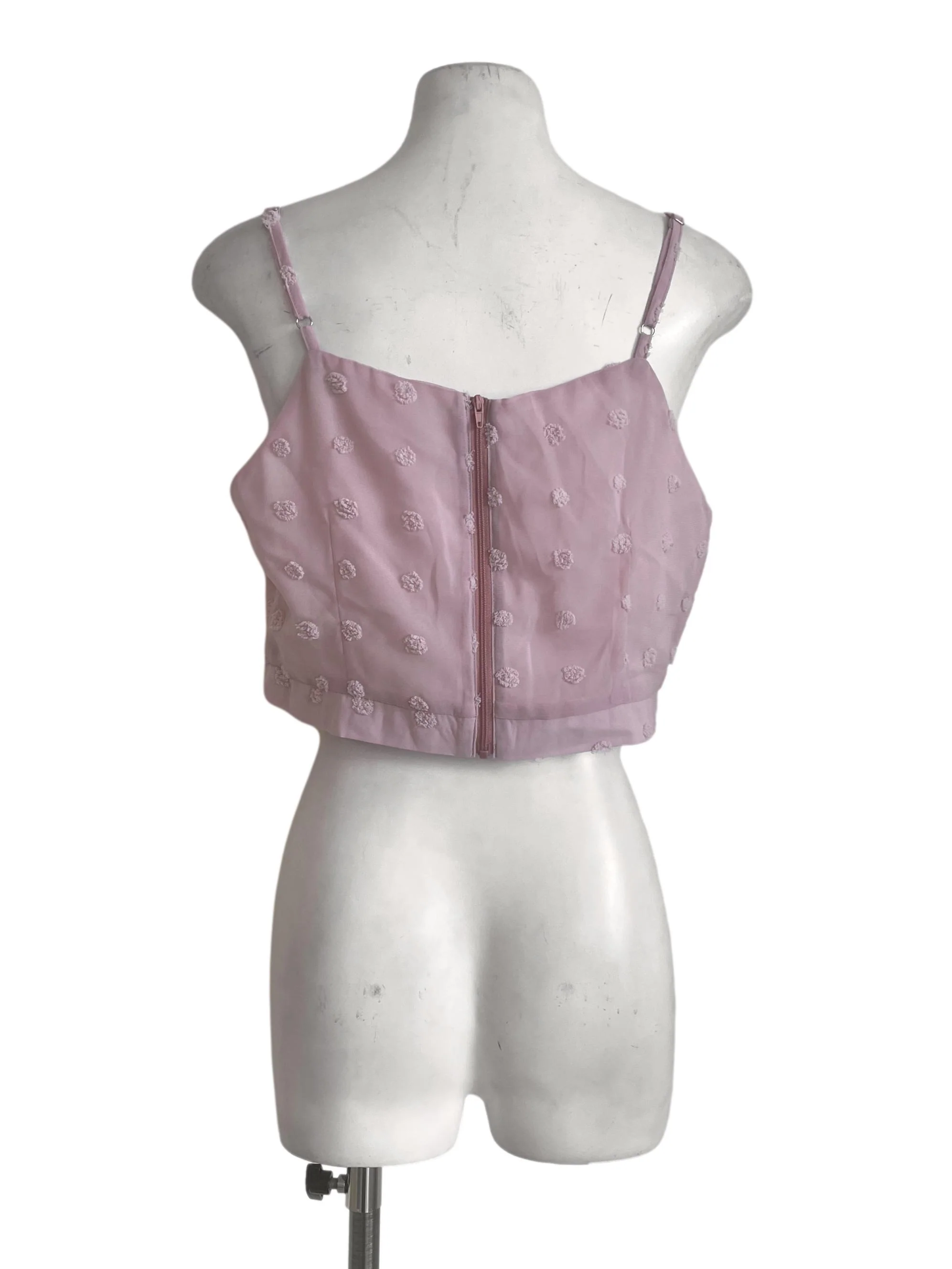 Light Pink Swiss Dots Crop Top - Image 2
