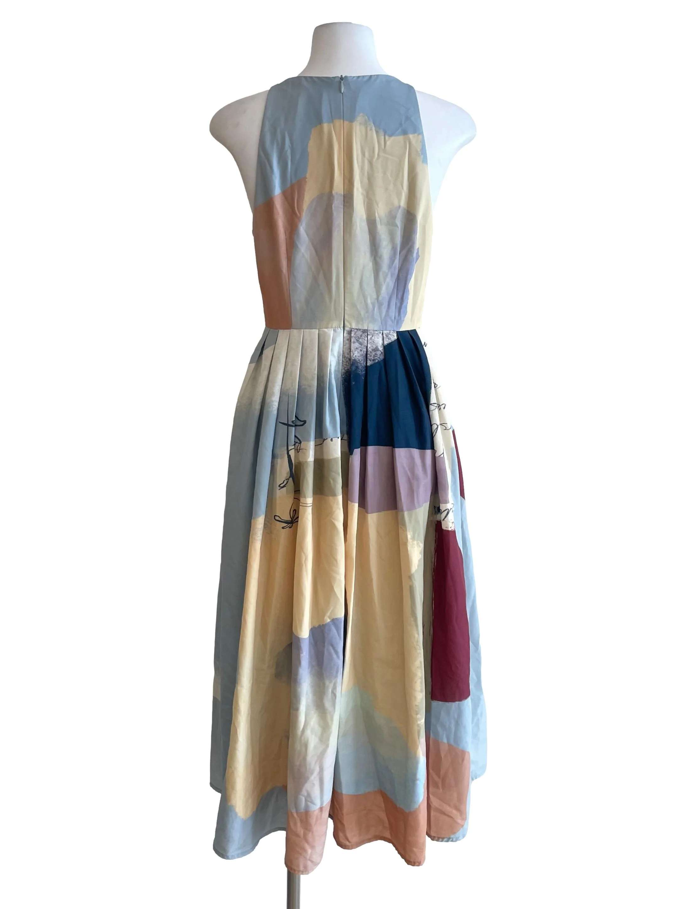 Light Stone Painting Pleated Dress OSN - Image 2