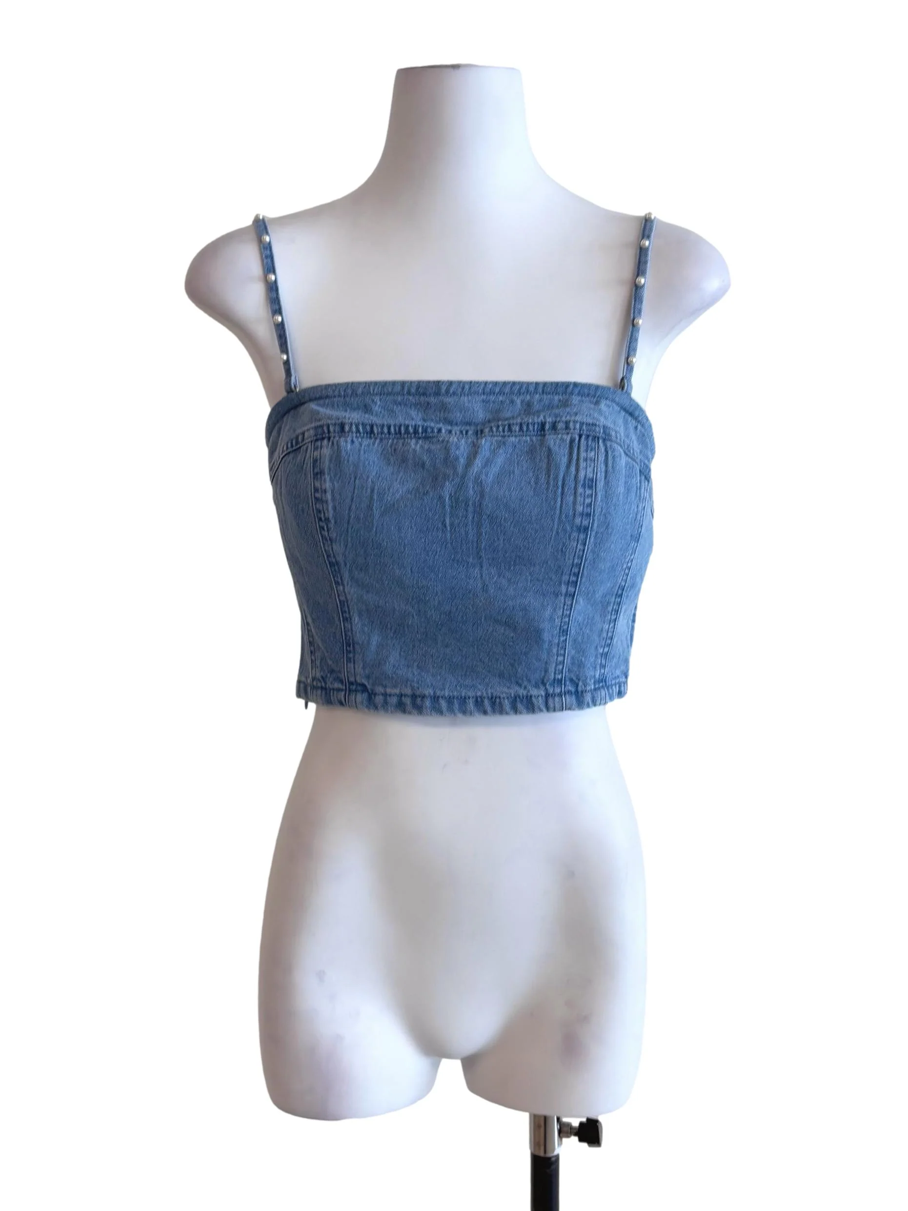 Light Wash Blue Denim Crop Top