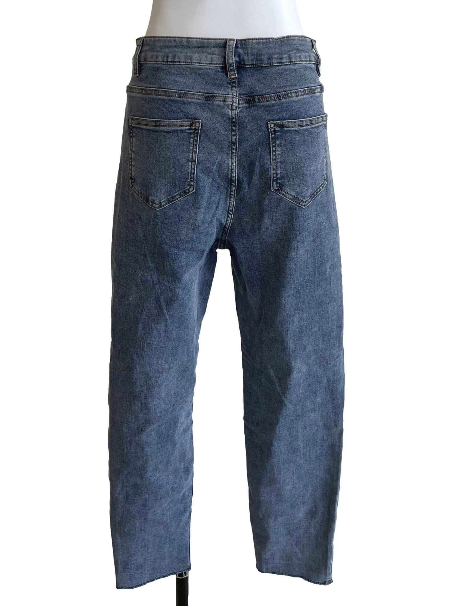 Light Wash Distressed Straight Cut Jeans - Image 2