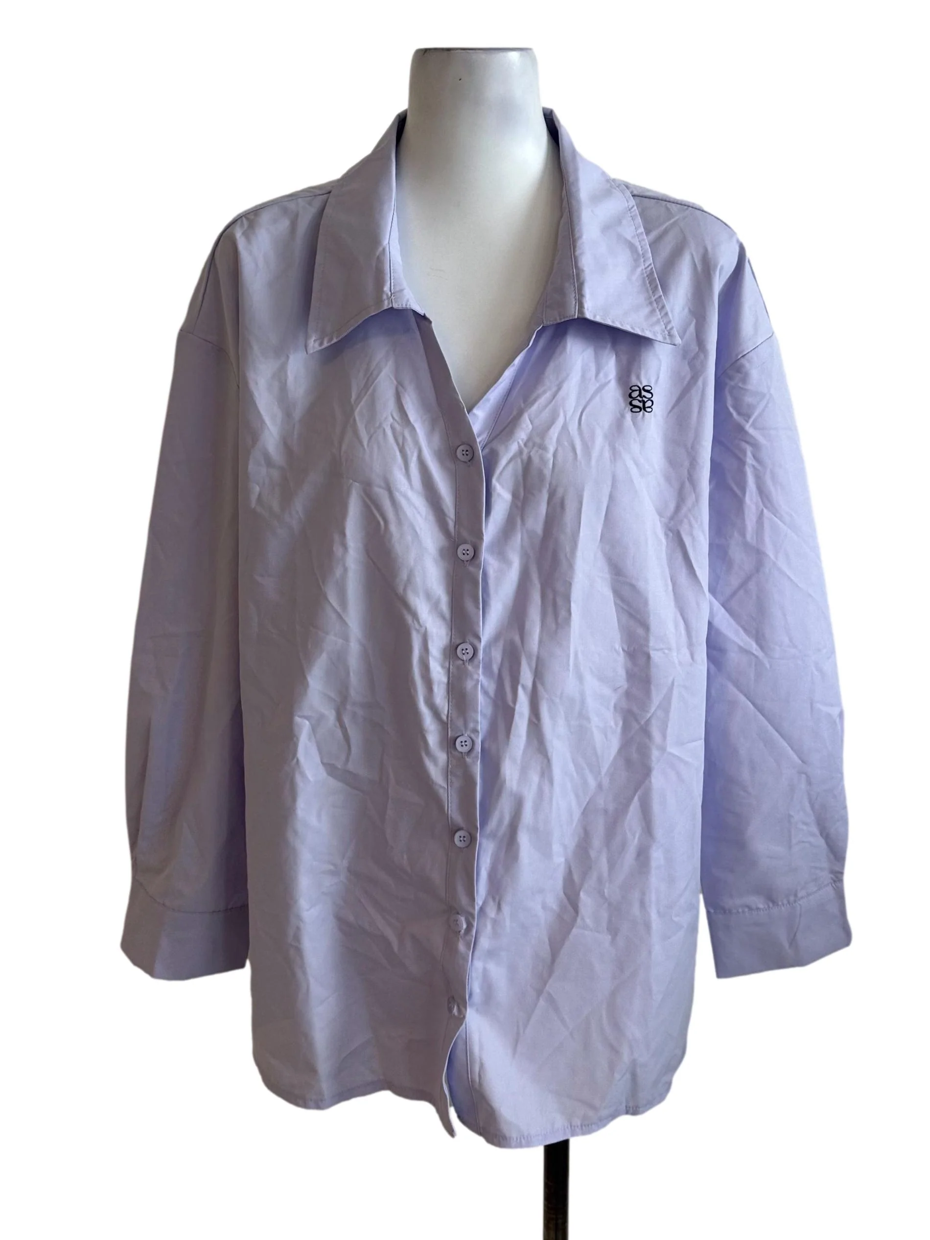 Lilac Purple Collar Button Top