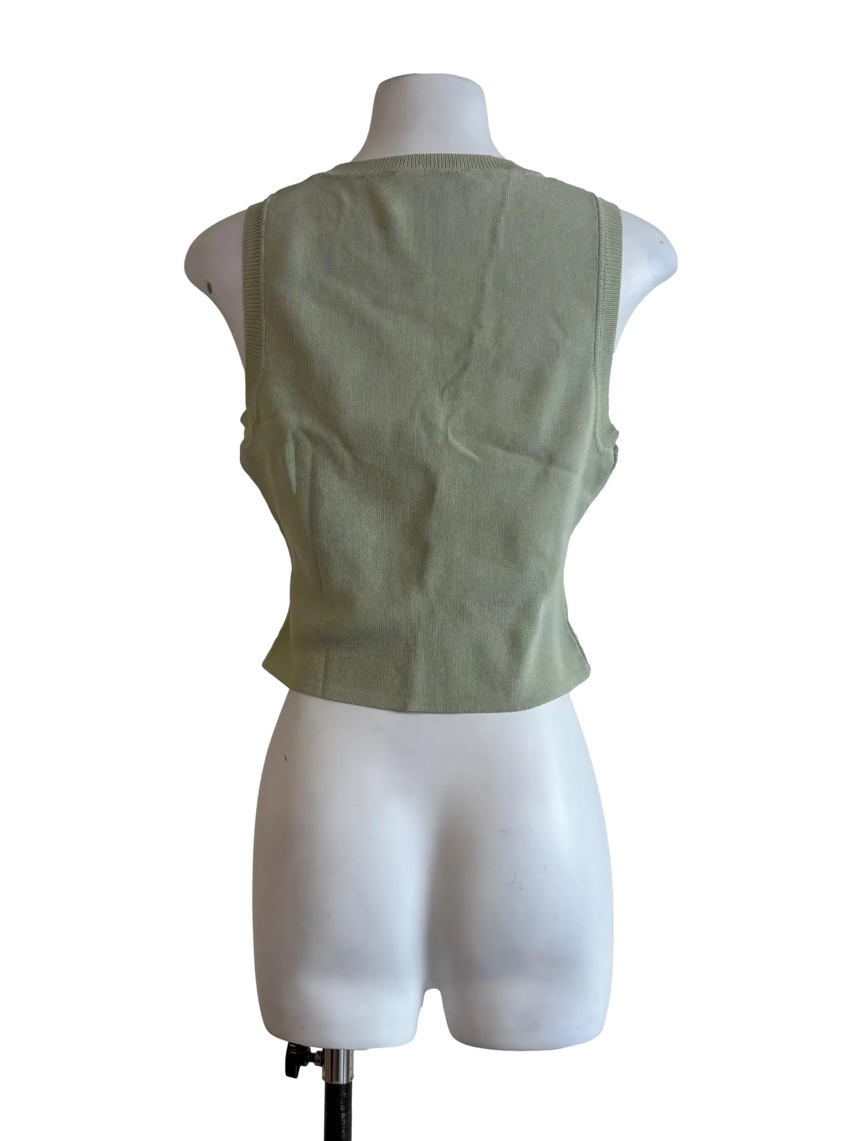 Lime Green Fitted Knit Top - Image 2
