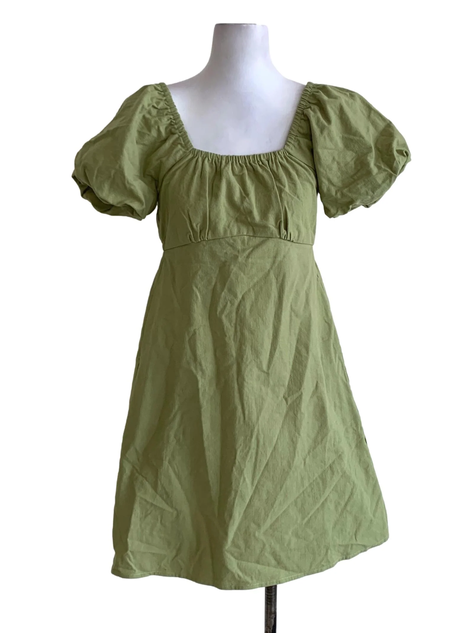 Lime Square Neckline Empire Dress TCL