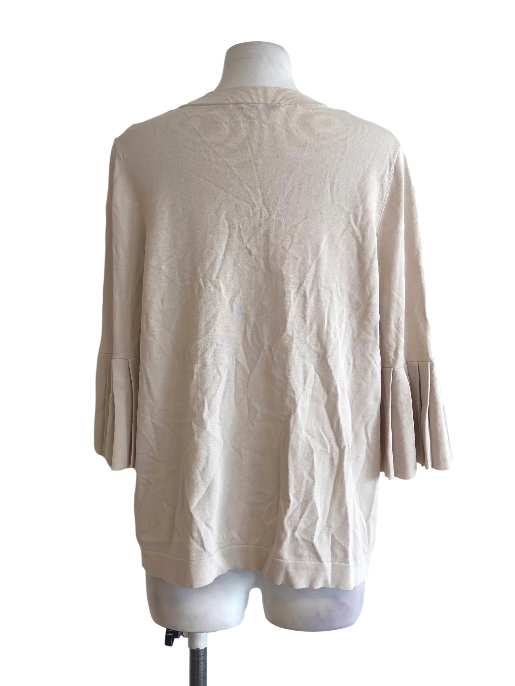 Linen Beige Pleated Sleeves Blouse - Image 2