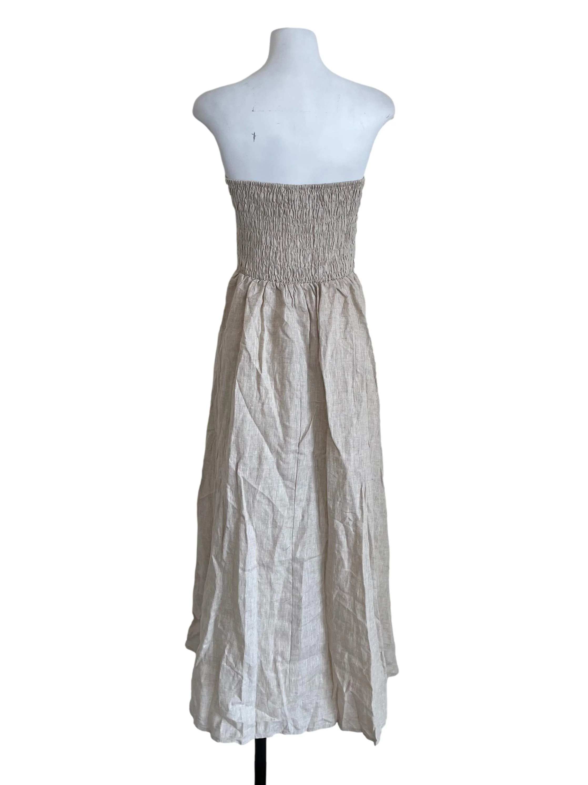 Linen Shirred Strapless Dress - Image 2