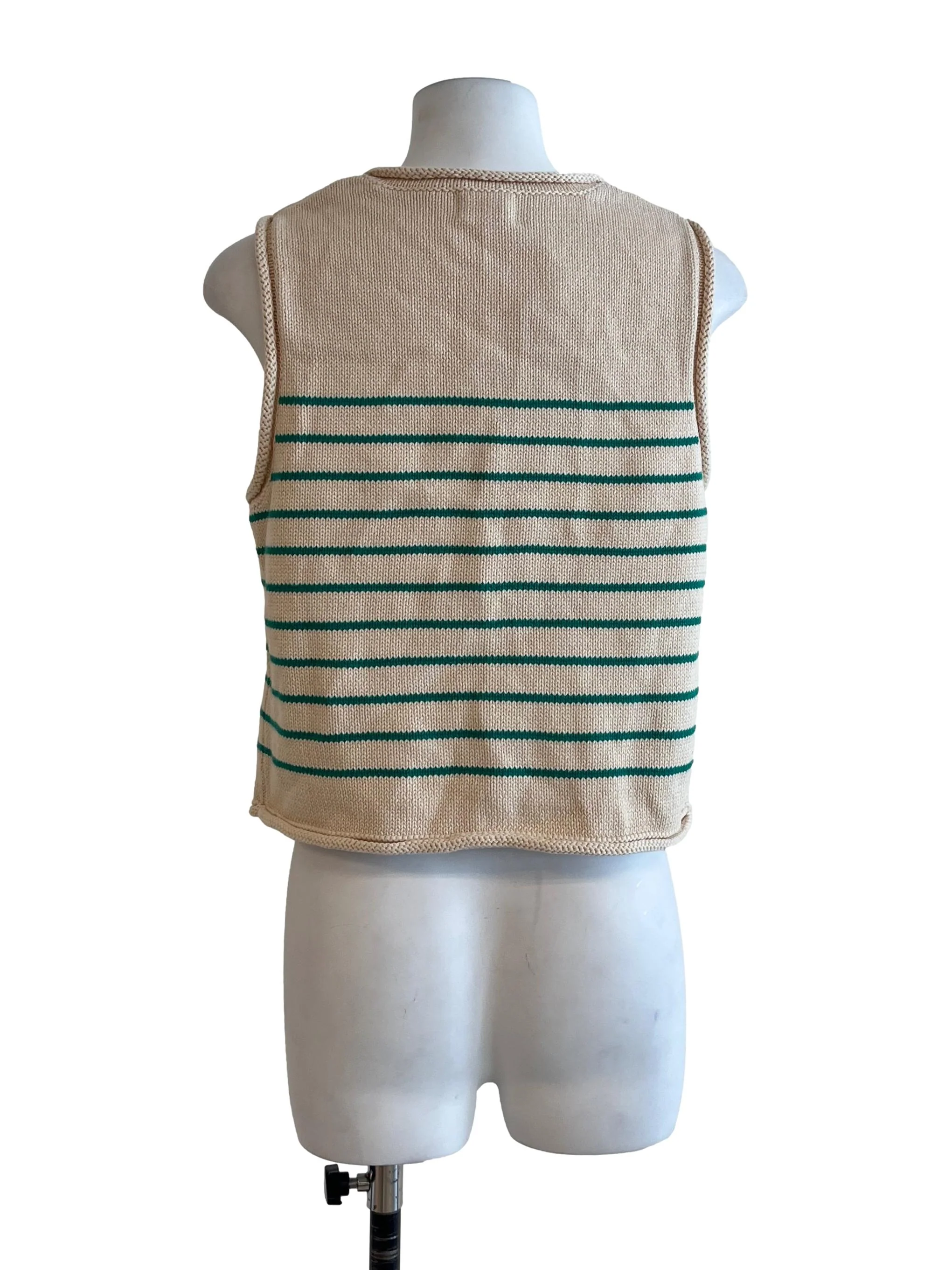 Linen White Round Neck Sleeveless Top - Image 2
