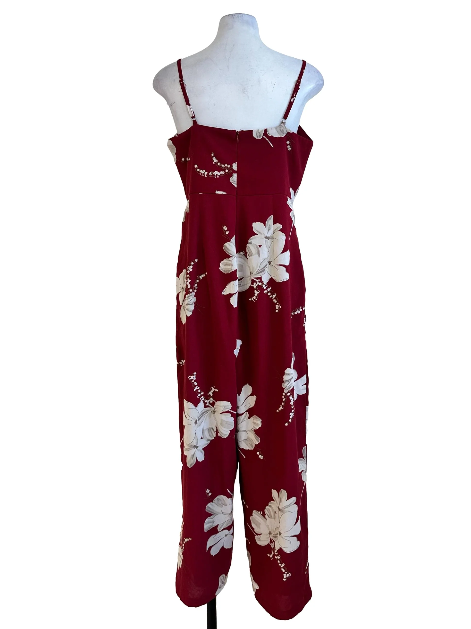 Lipstick Red Flower Pattern Jumpsuit - Image 2
