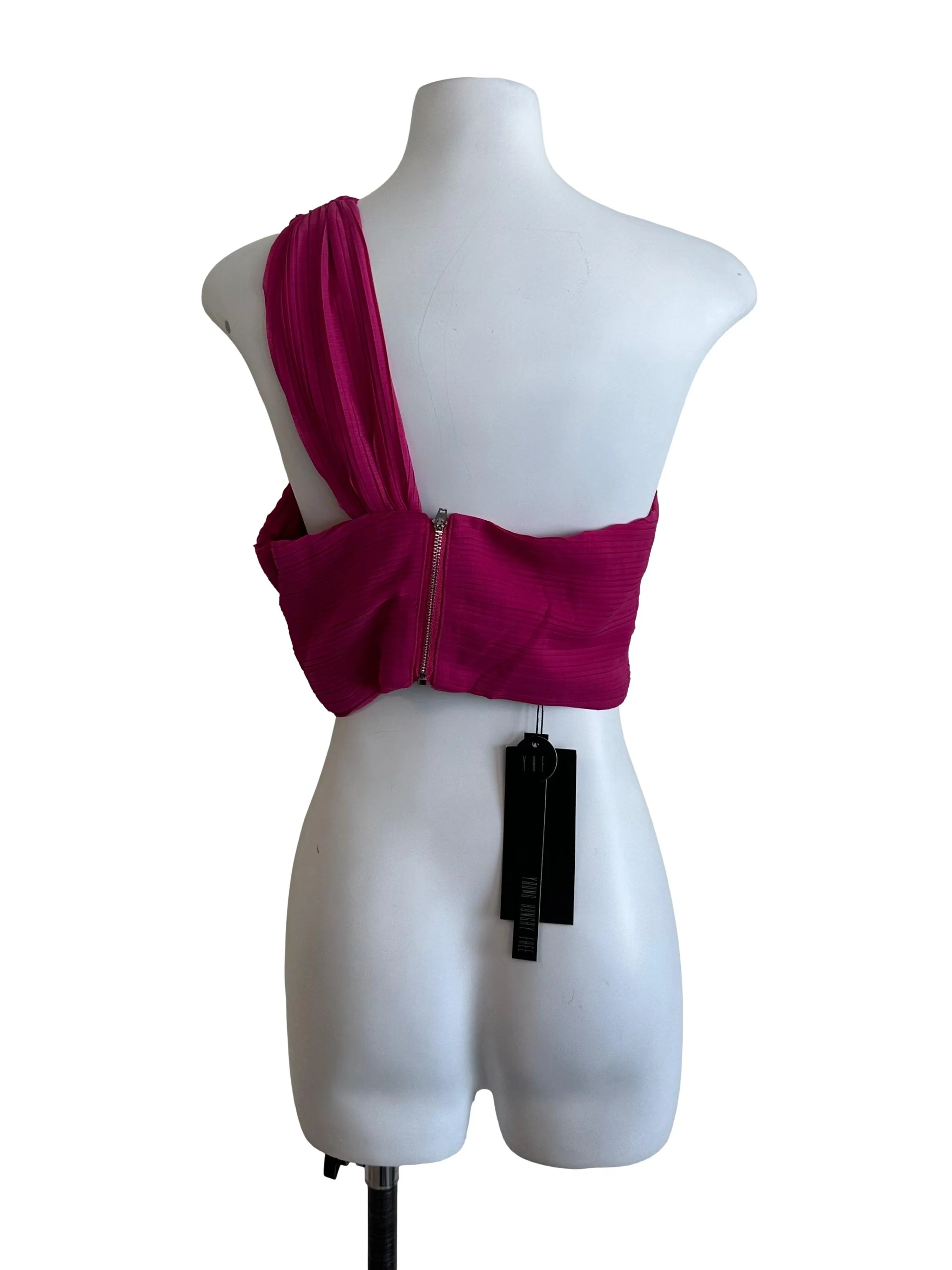 Magenta Pink Pleated Asymmetrical Top - Image 2