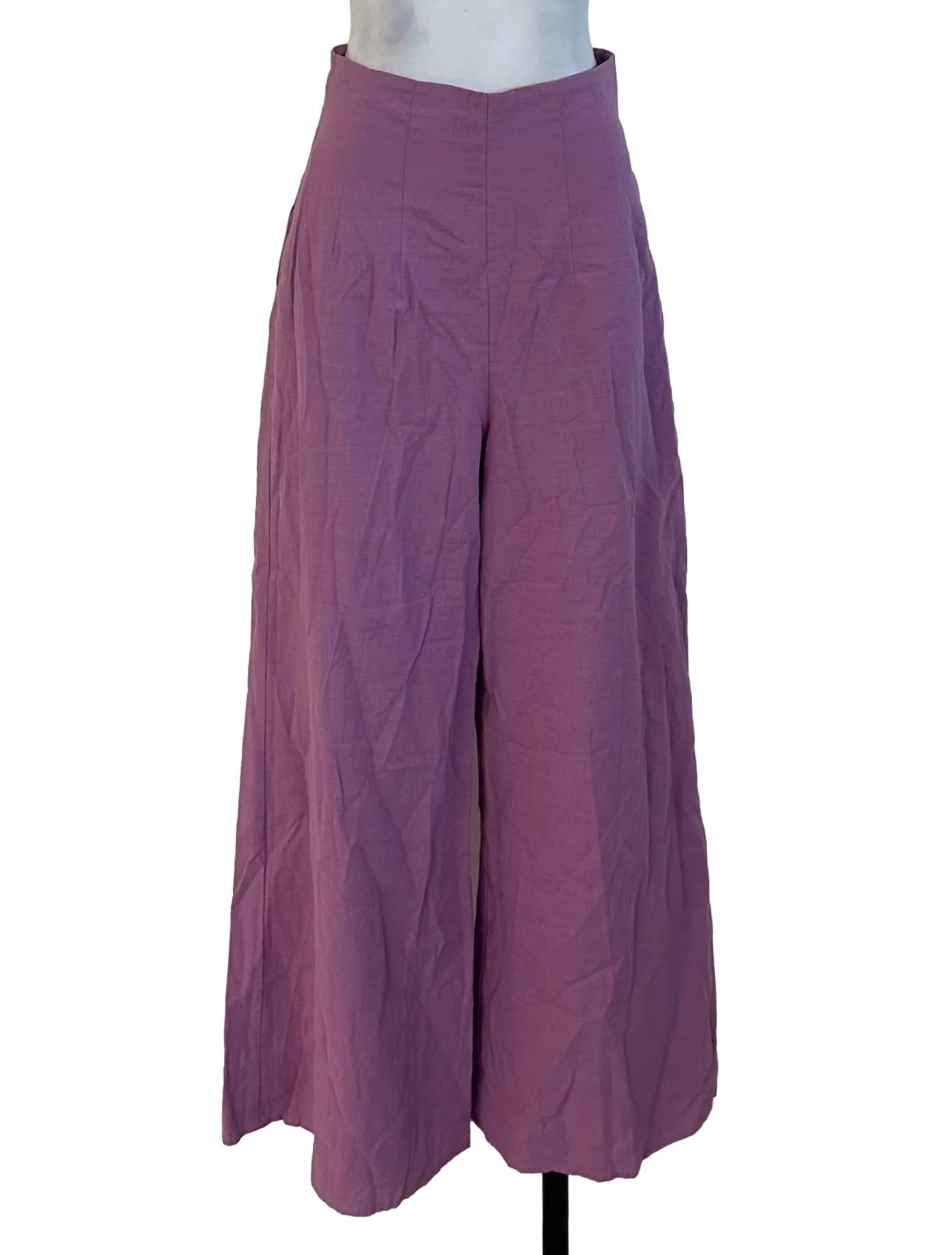 Magenta Purple Textured Wide Leg Pants