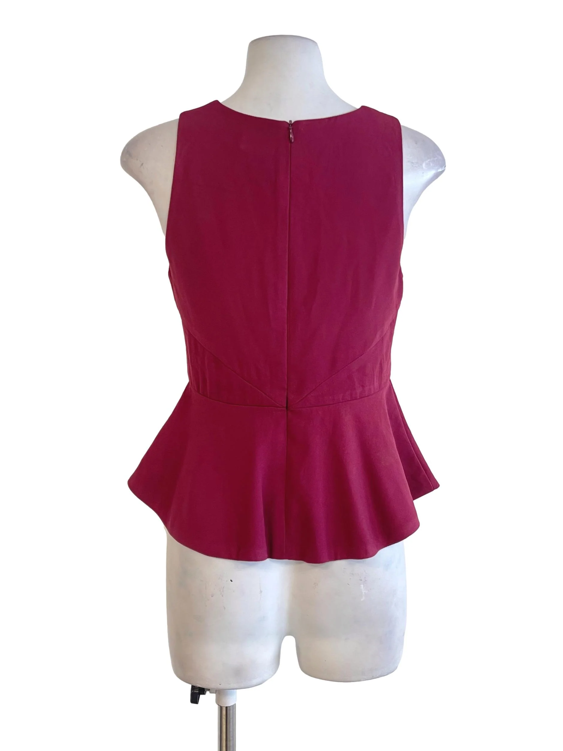 Magenta V Neck Peplum Blouse - Image 2