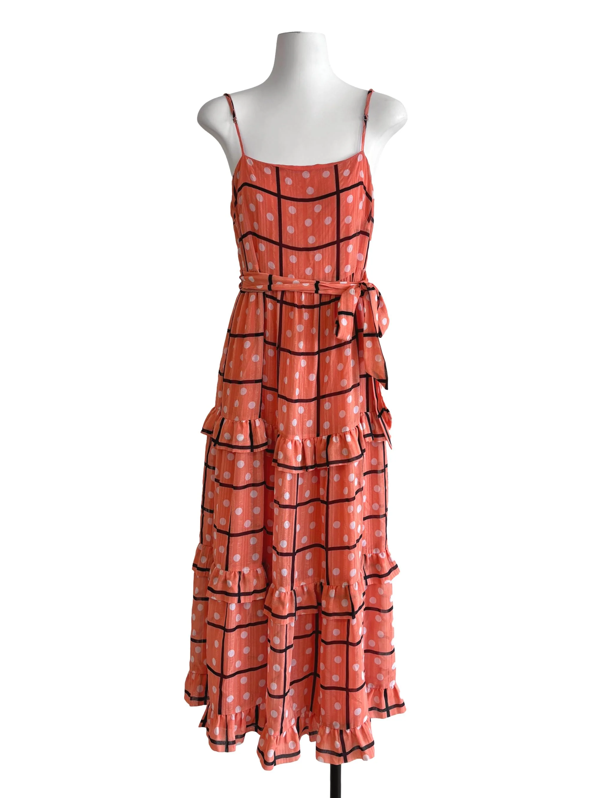 Mandarin Orange Polka Dot Cami Dress