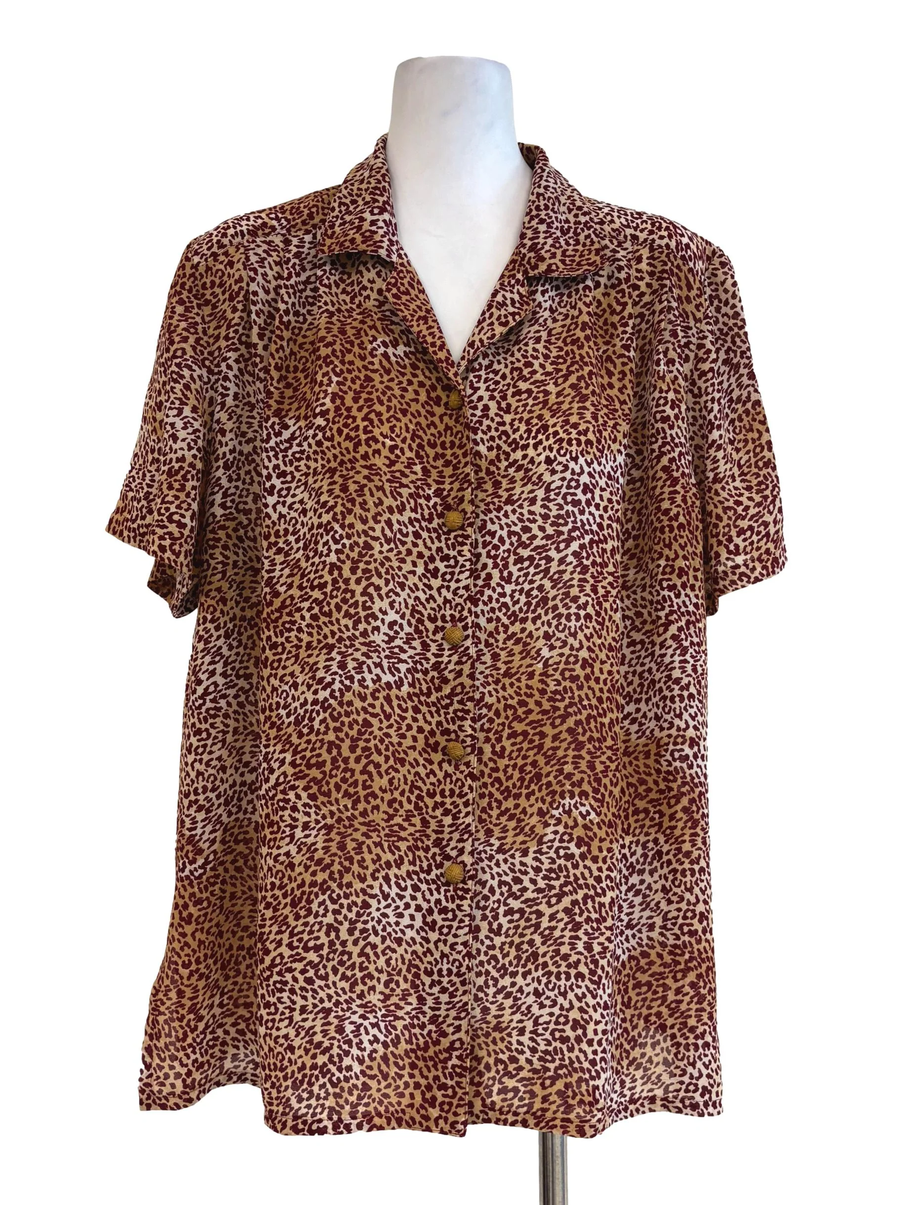 Maroon And Brown Leopard Print Shirt