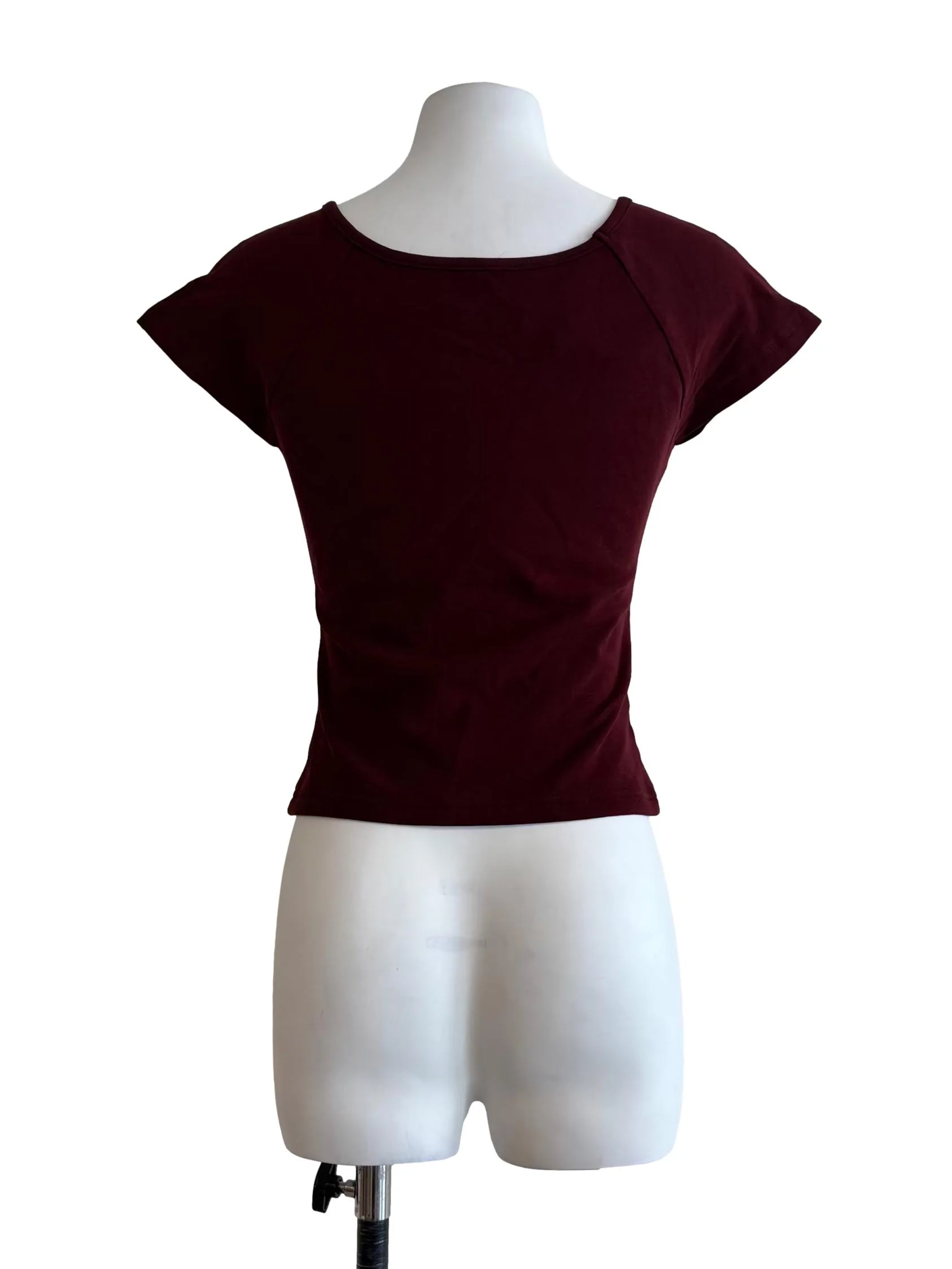 Maroon Cap Sleeve Fitted Top - Image 2